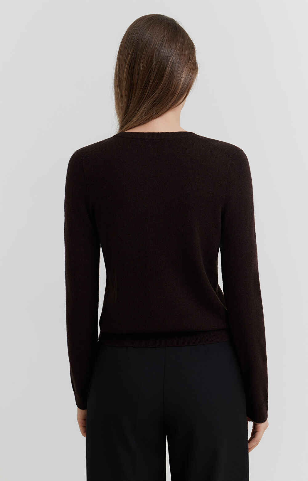 Sweter v-neck z melanżowej wełny merino - 3