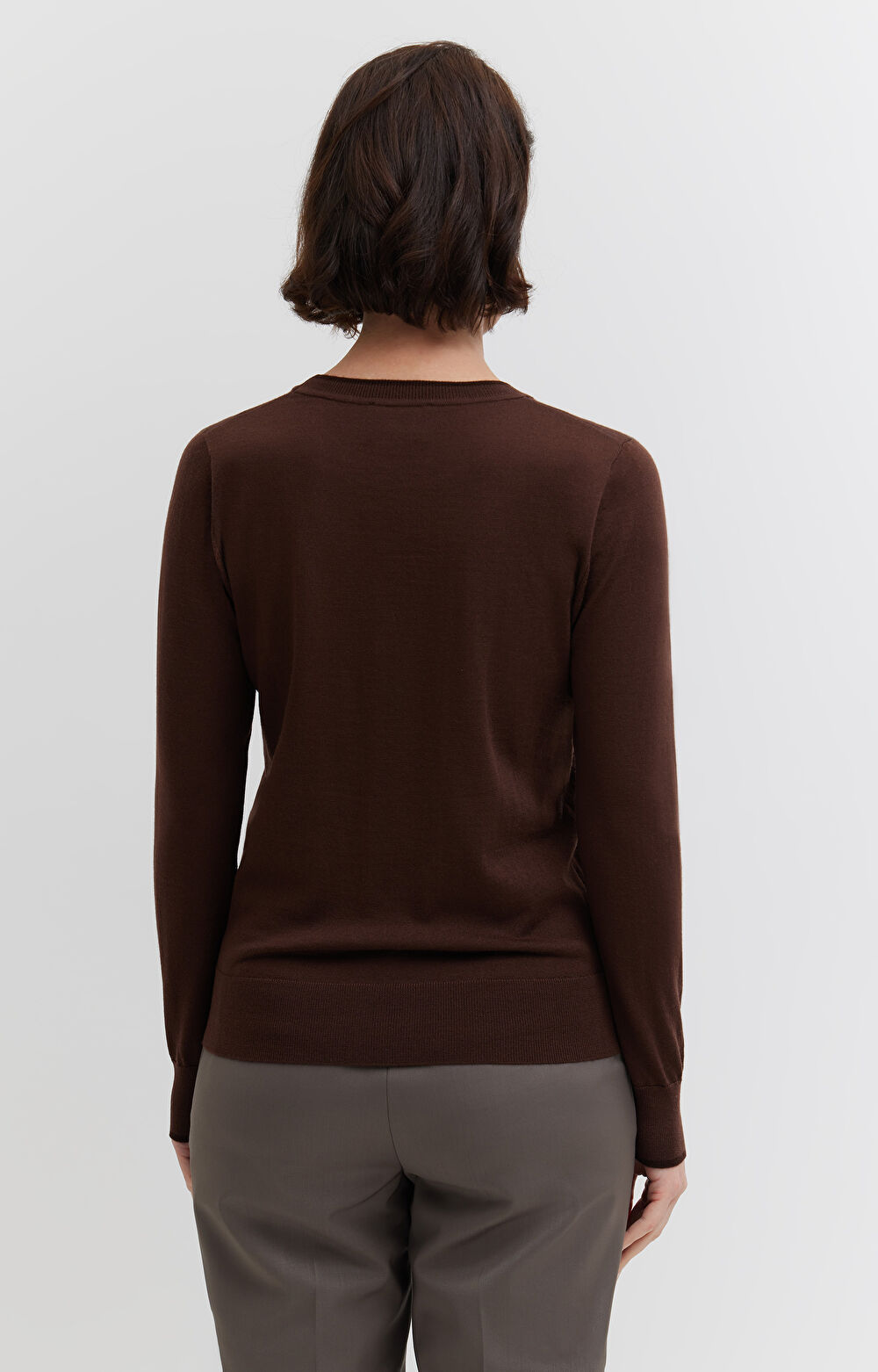 Sweter z kontrastem z wełny merino - 3