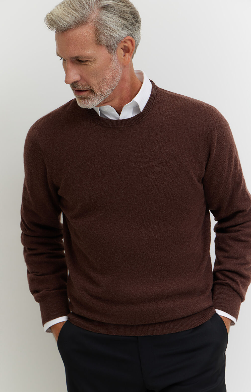 Sweter z melanżowej wełny merino - 4