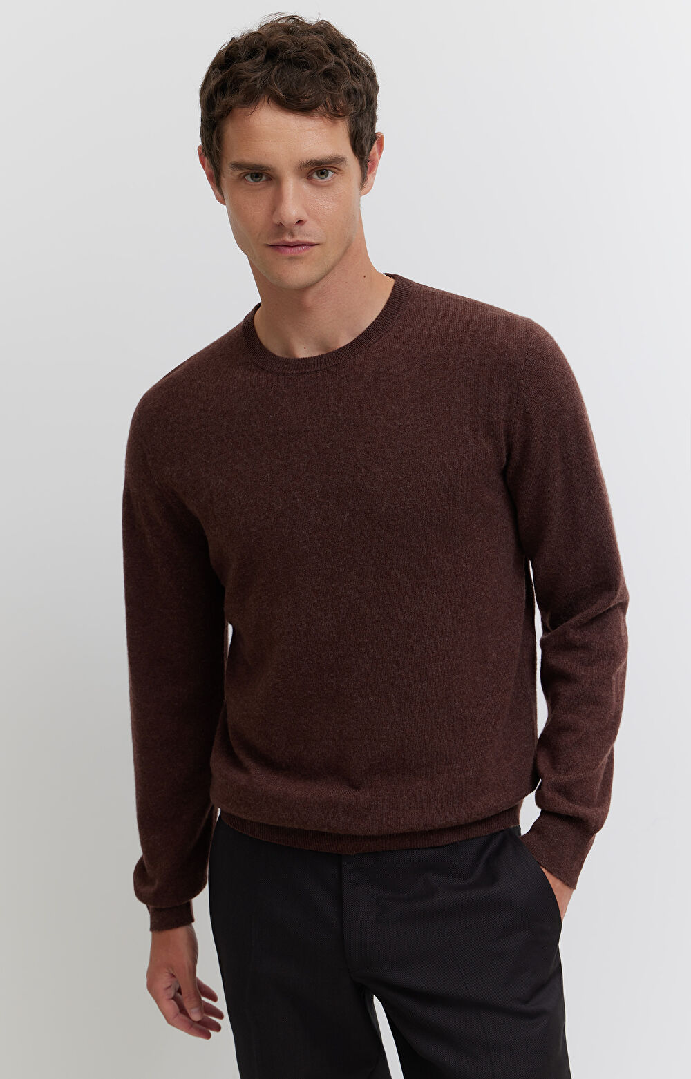 Sweter z melanżowej wełny merino - 6