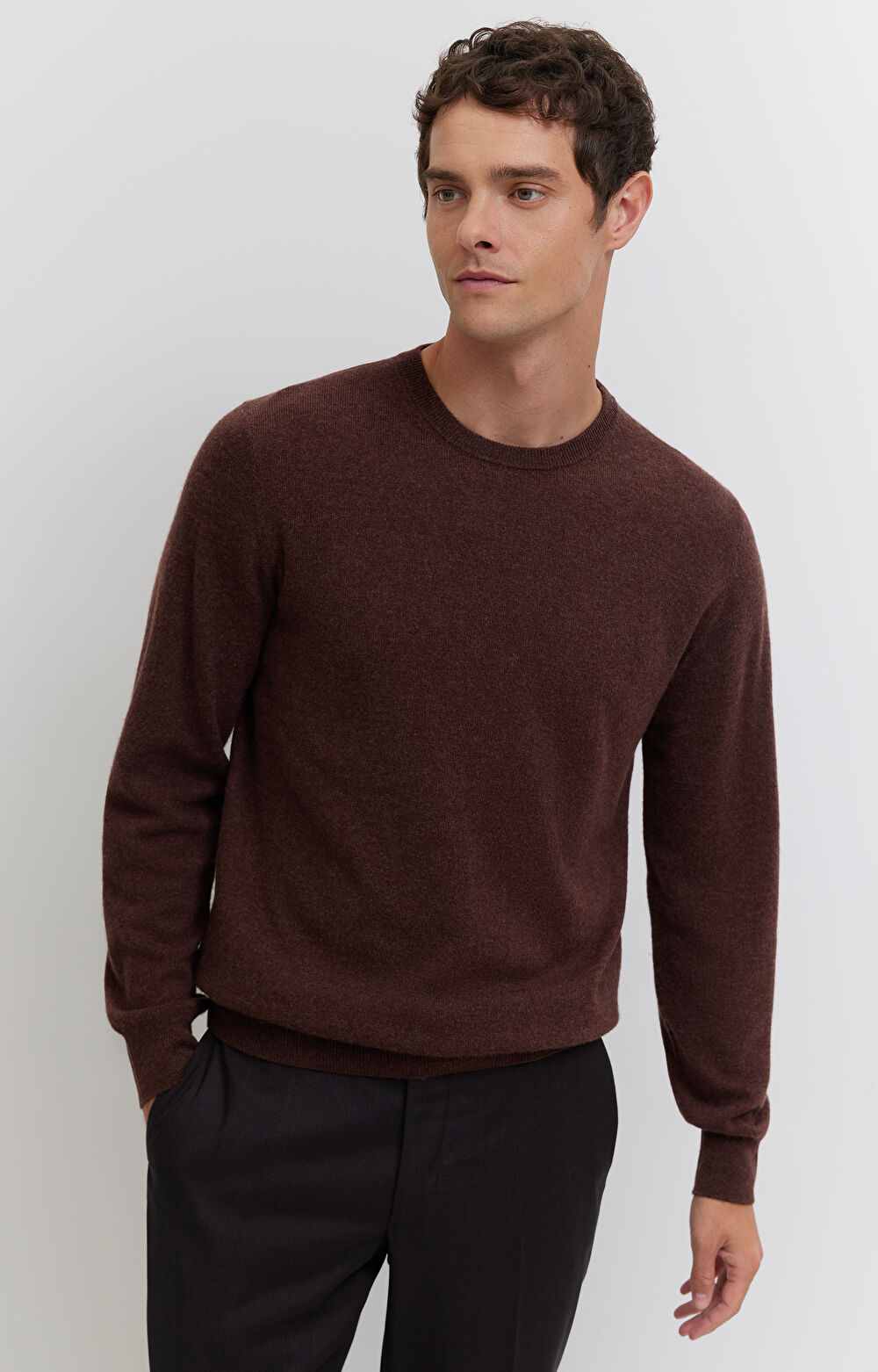 Sweter z melanżowej wełny merino - 7
