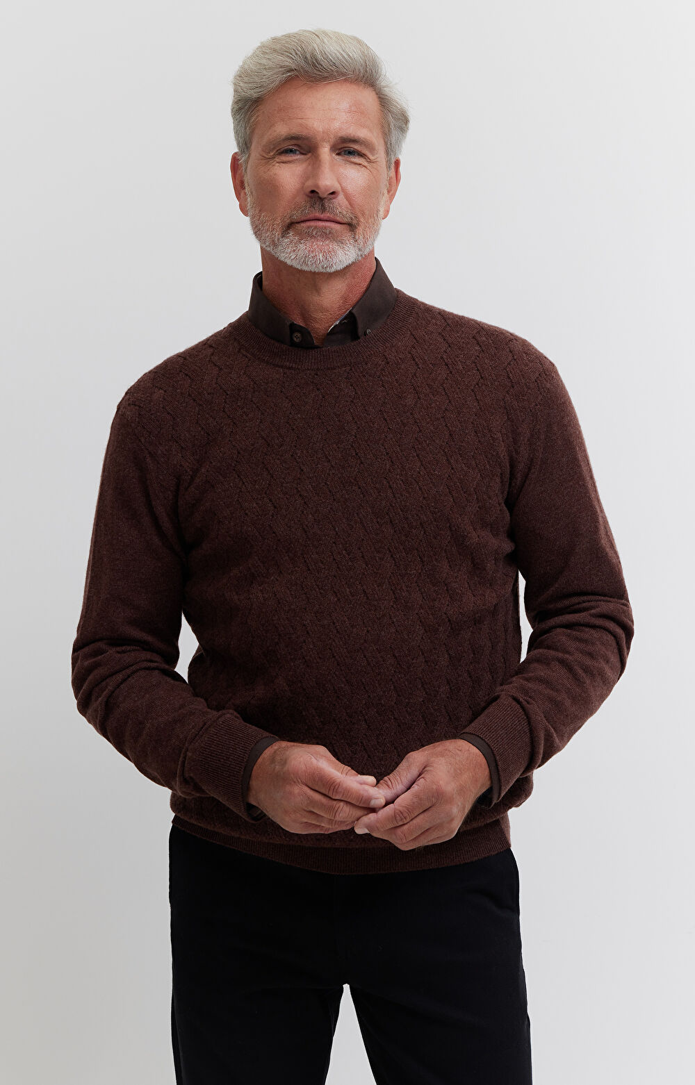 Sweter z wełny merino ze splotem - 3