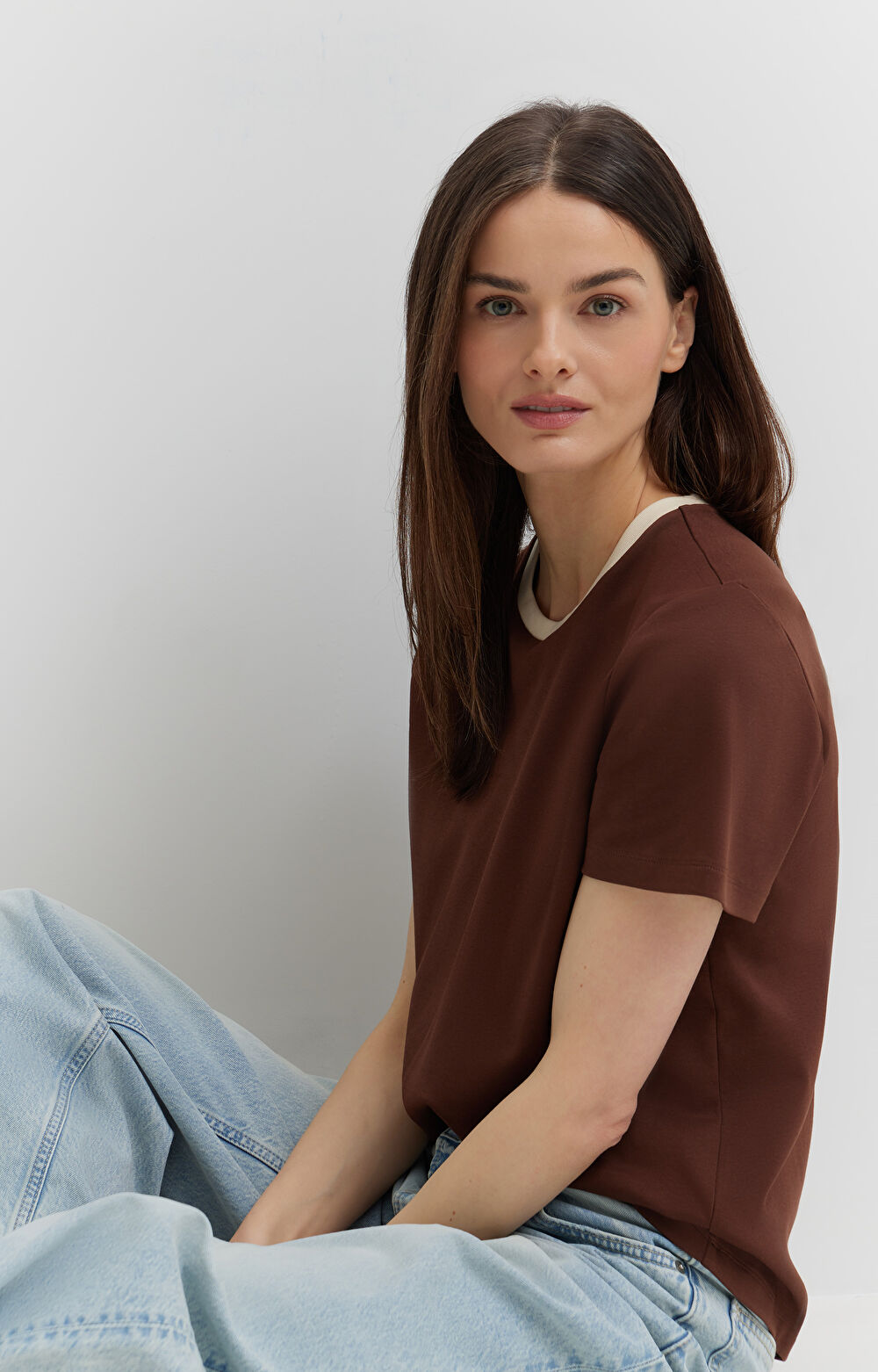 T-shirt z bawełny organicznej z kontrastem