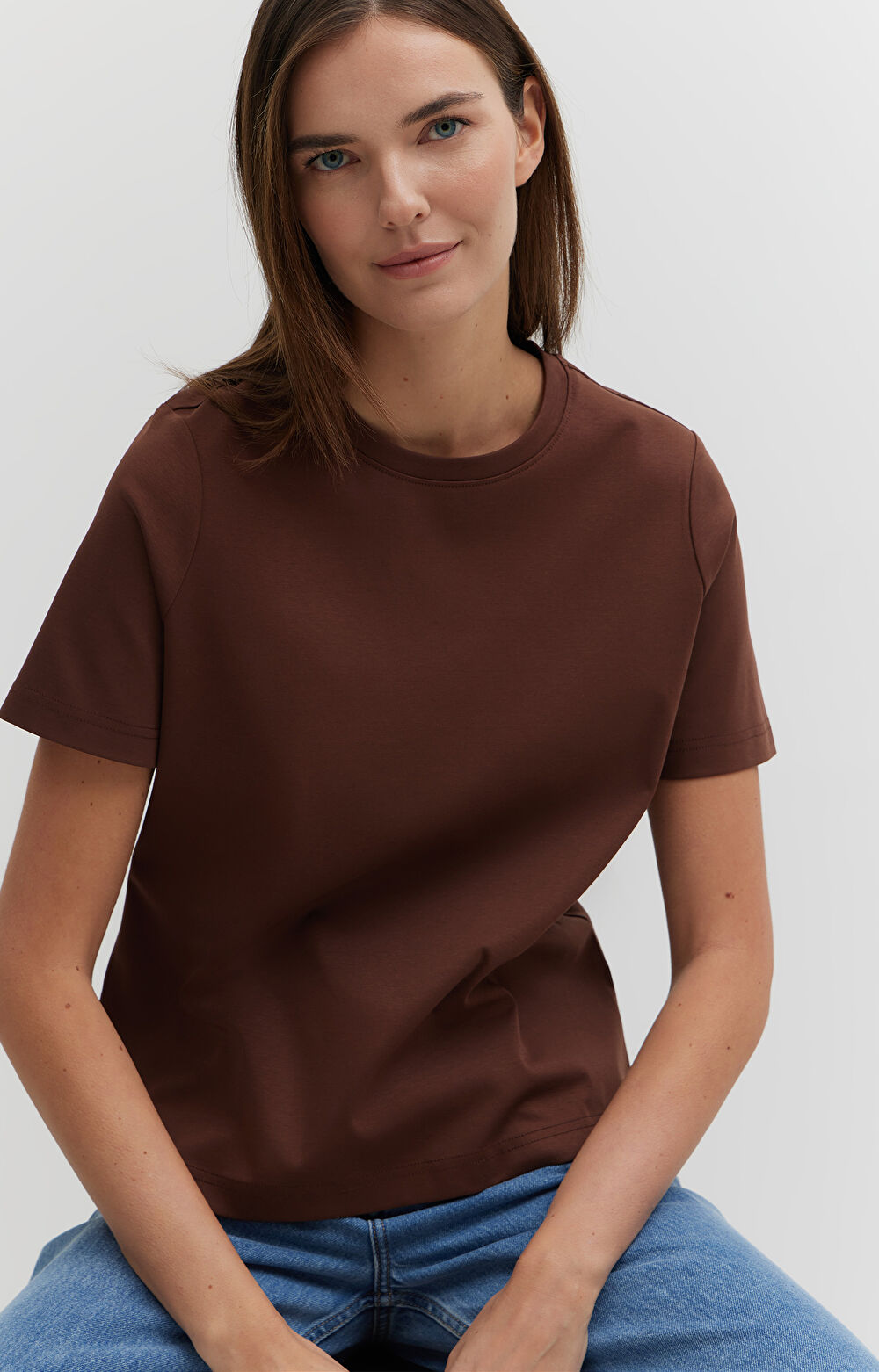 T-shirt regular z bawełny merceryzowanej