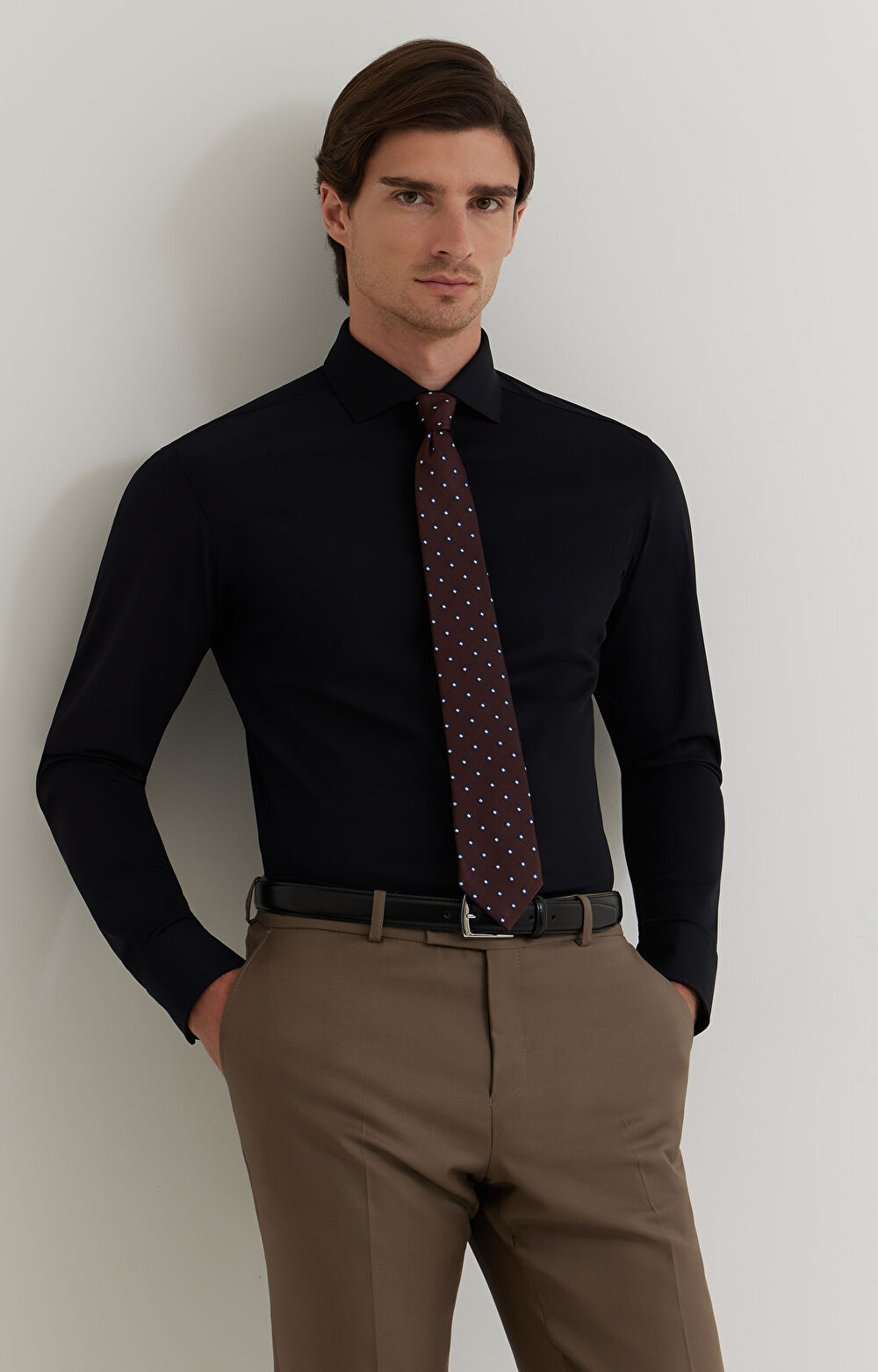 Czarna koszula długi rękaw WÓLCZANKA - 7