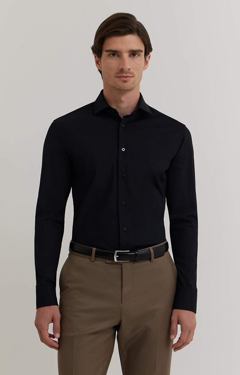 Czarna koszula długi rękaw WÓLCZANKA - 4