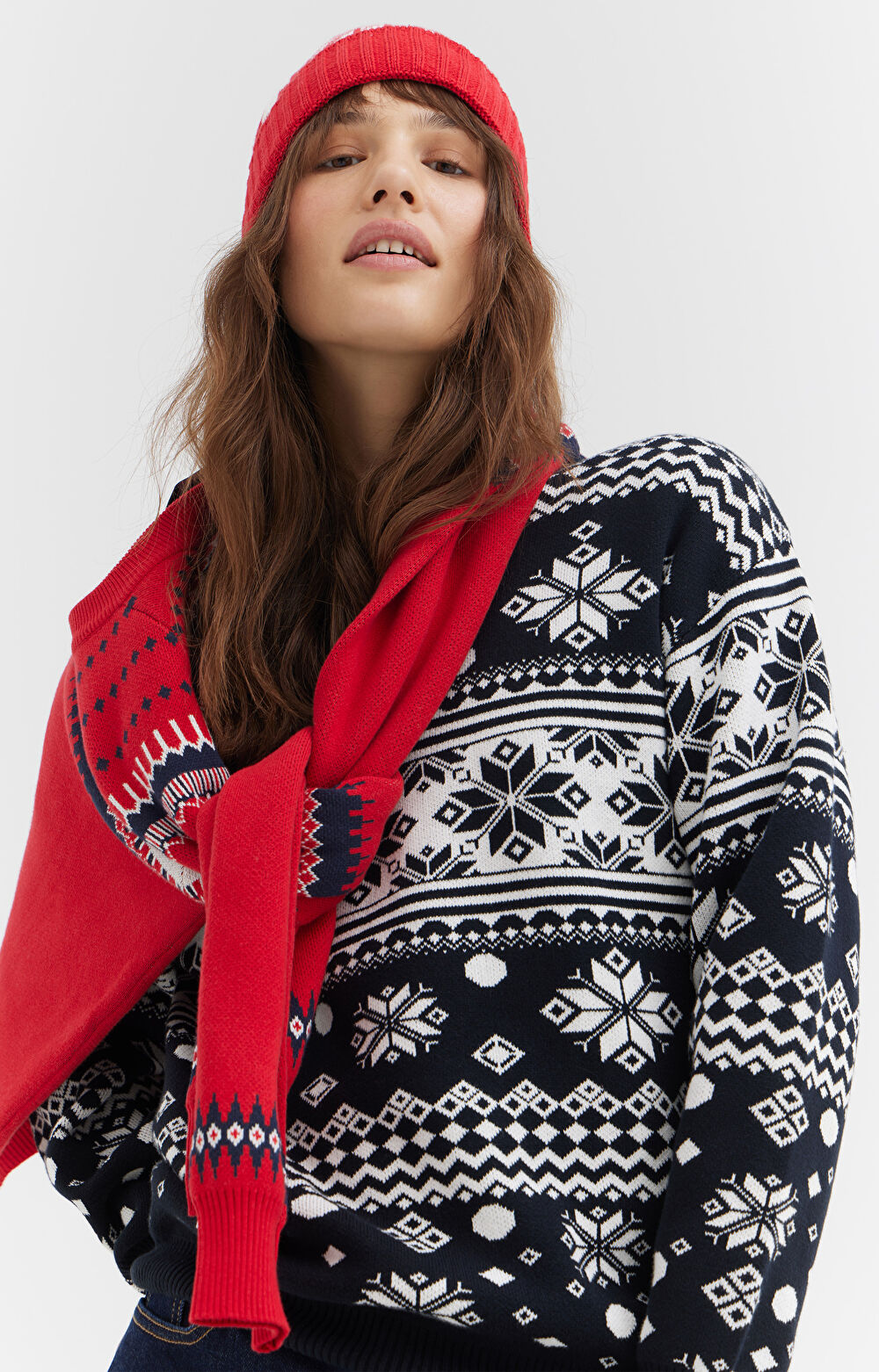Sweter z bawełny organicznej ze świątecznym nadrukiem