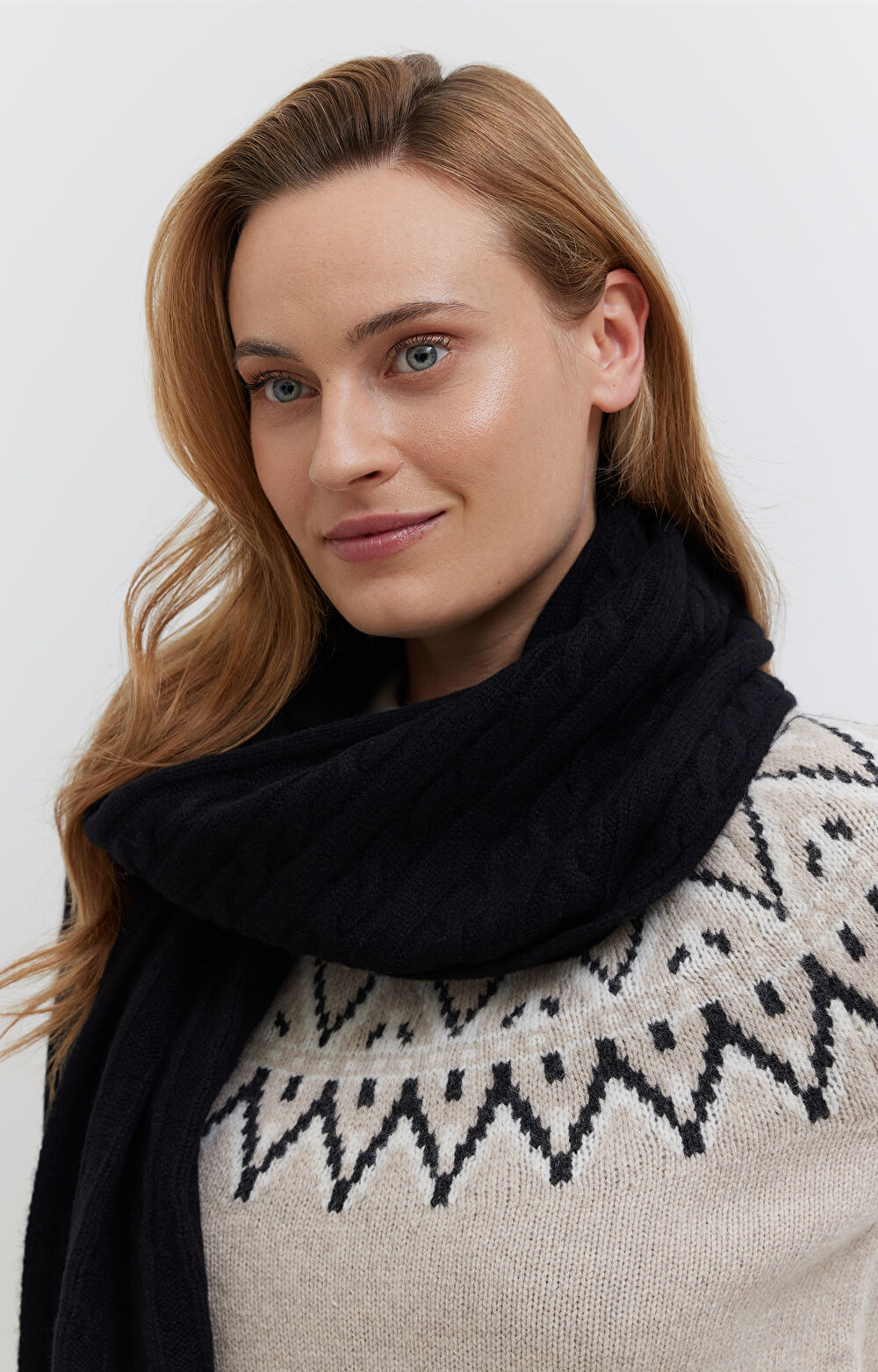 Szalik ze splotem z wełny merino - 3