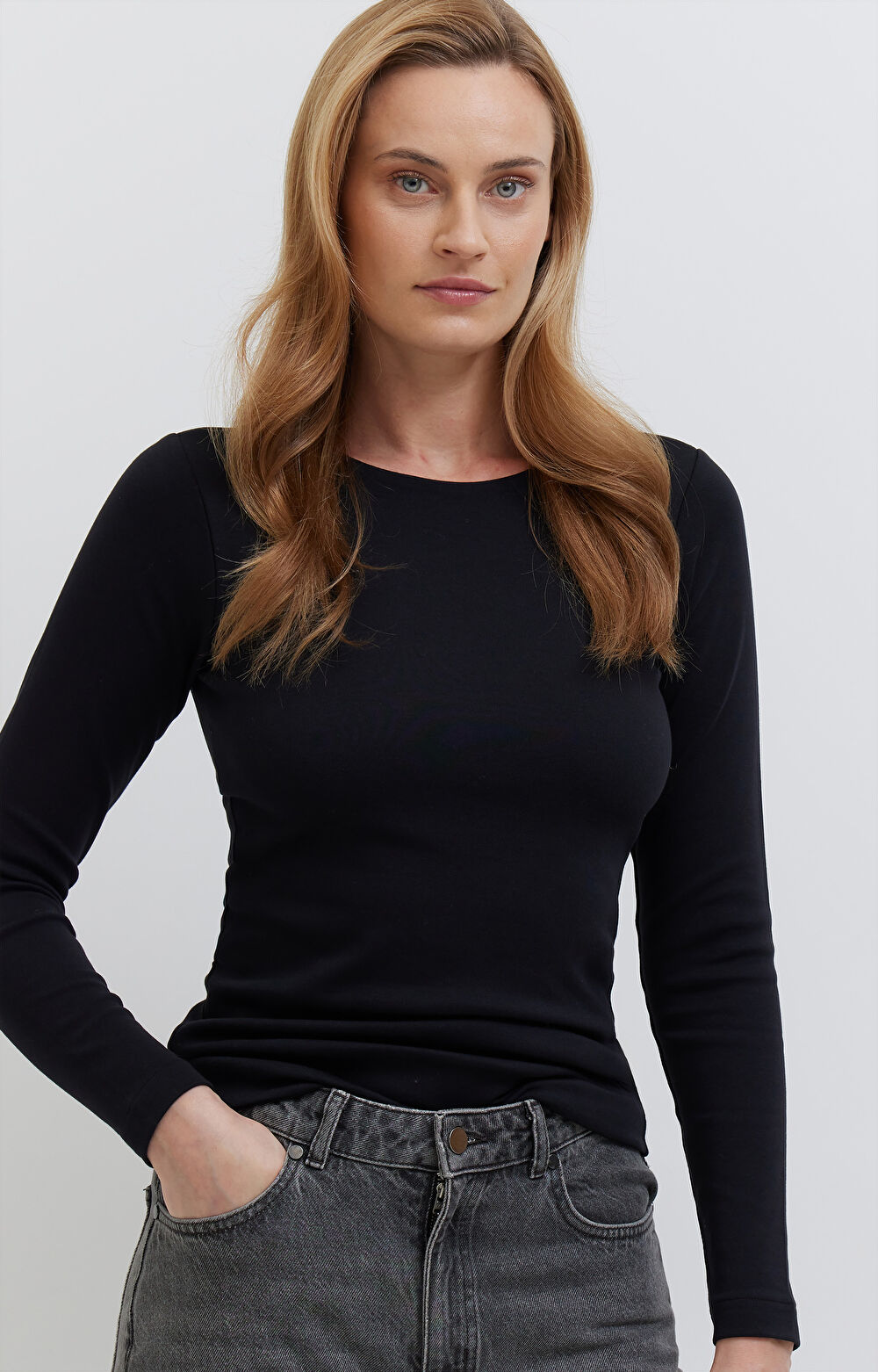 T-shirt z długim rękawem z bawełny merceryzowanej - 4