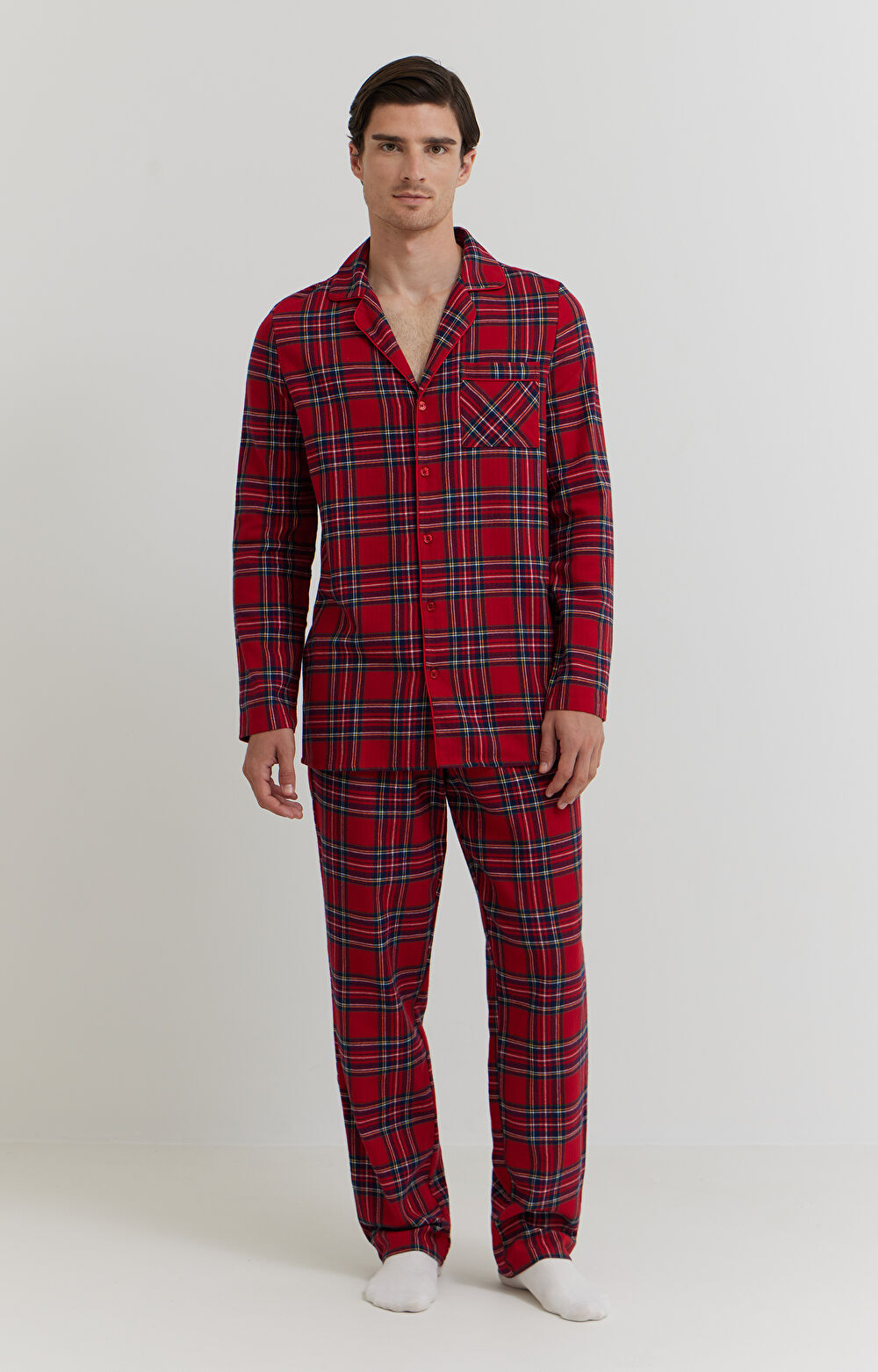 Dwuczęściowa piżama w kratkę - 3