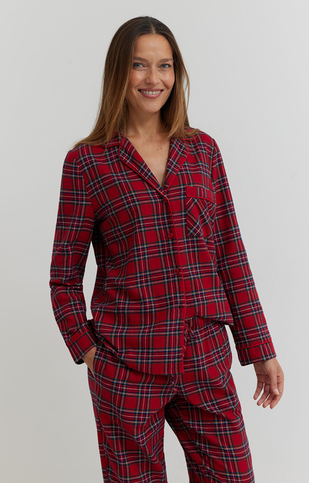 Dwuczęściowa piżama w kratkę - 4