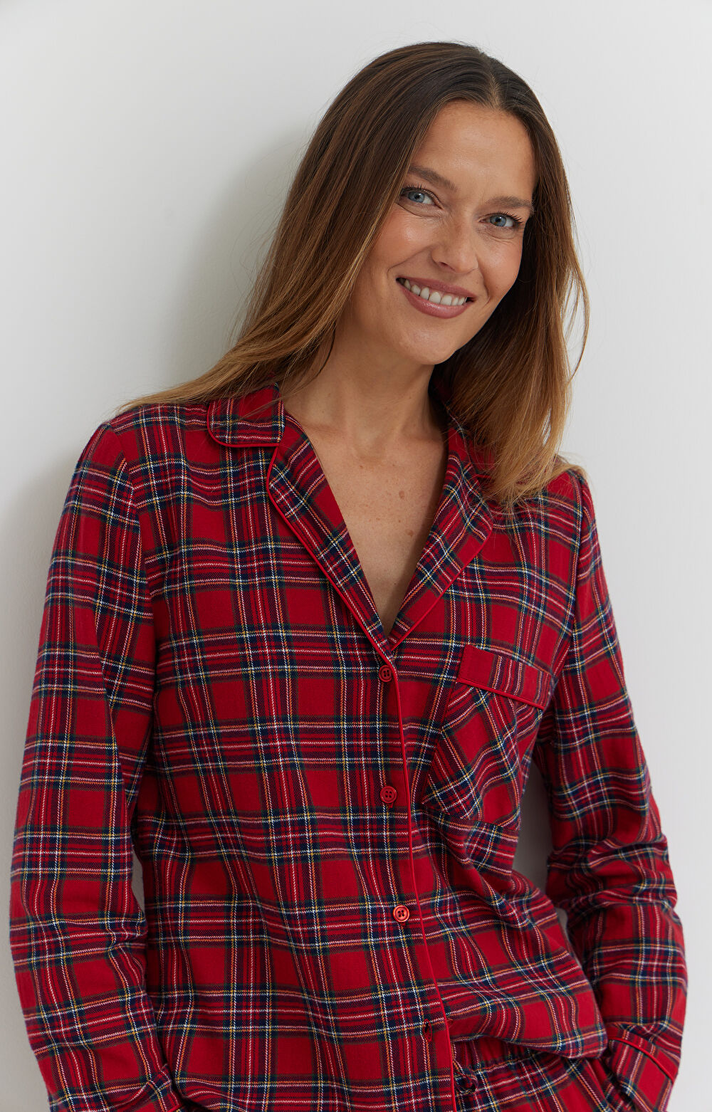 Dwuczęściowa piżama w kratkę - 6