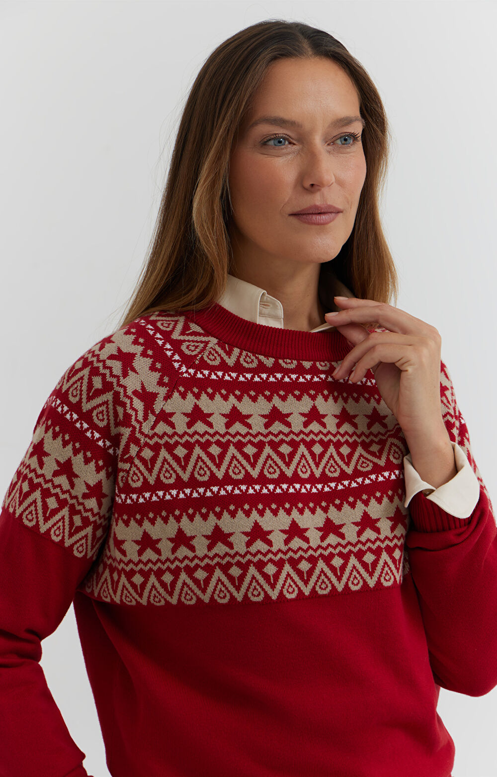 Sweter z bawełny z geometrycznym nadrukiem - 6