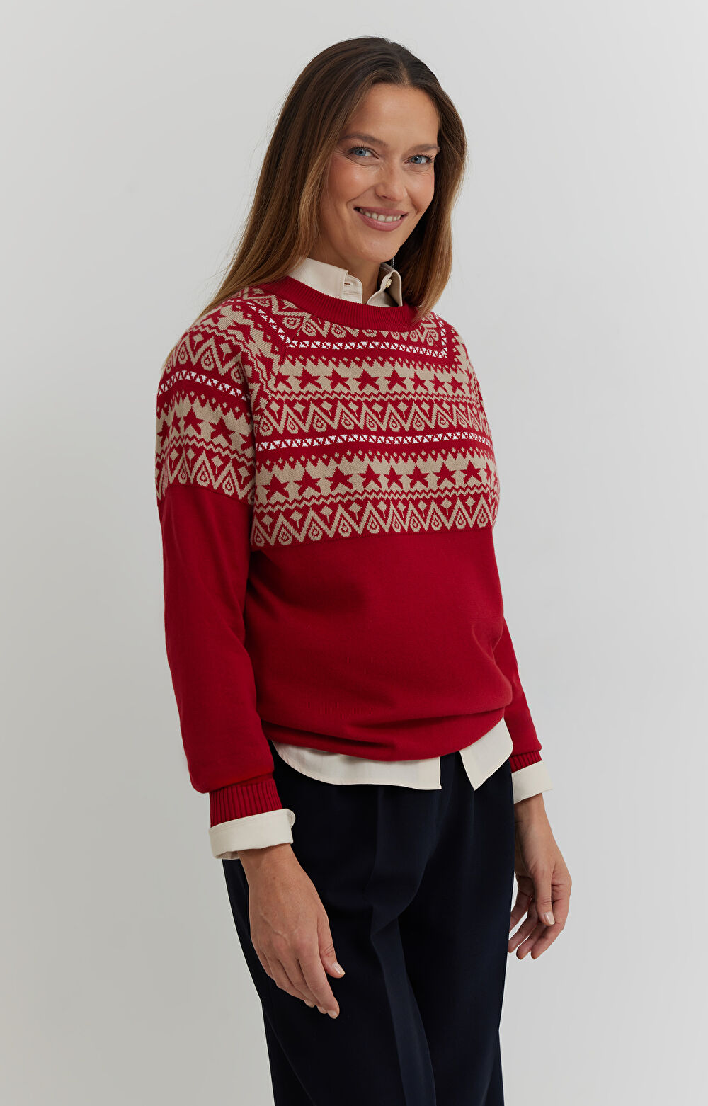 Sweter z bawełny z geometrycznym nadrukiem - 4