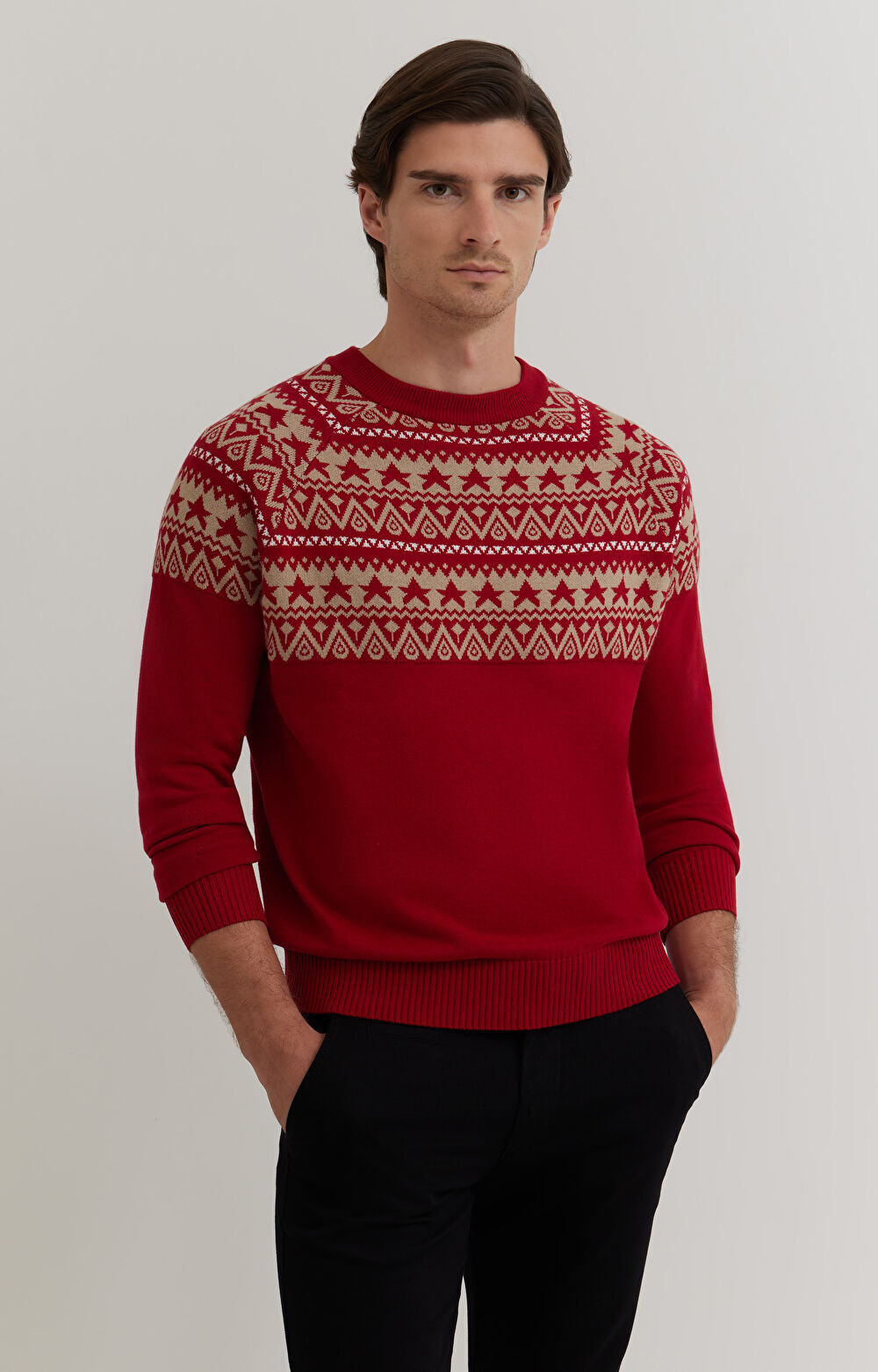 Sweter z bawełny z geometrycznym nadrukiem - 10