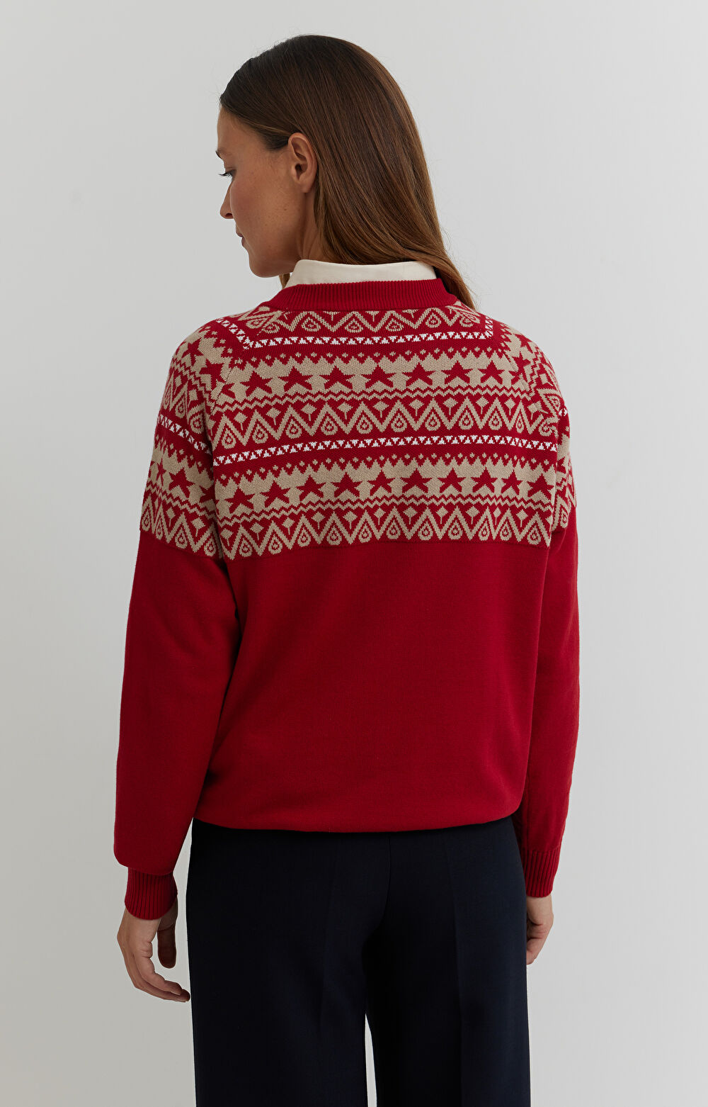 Sweter z bawełny z geometrycznym nadrukiem - 5