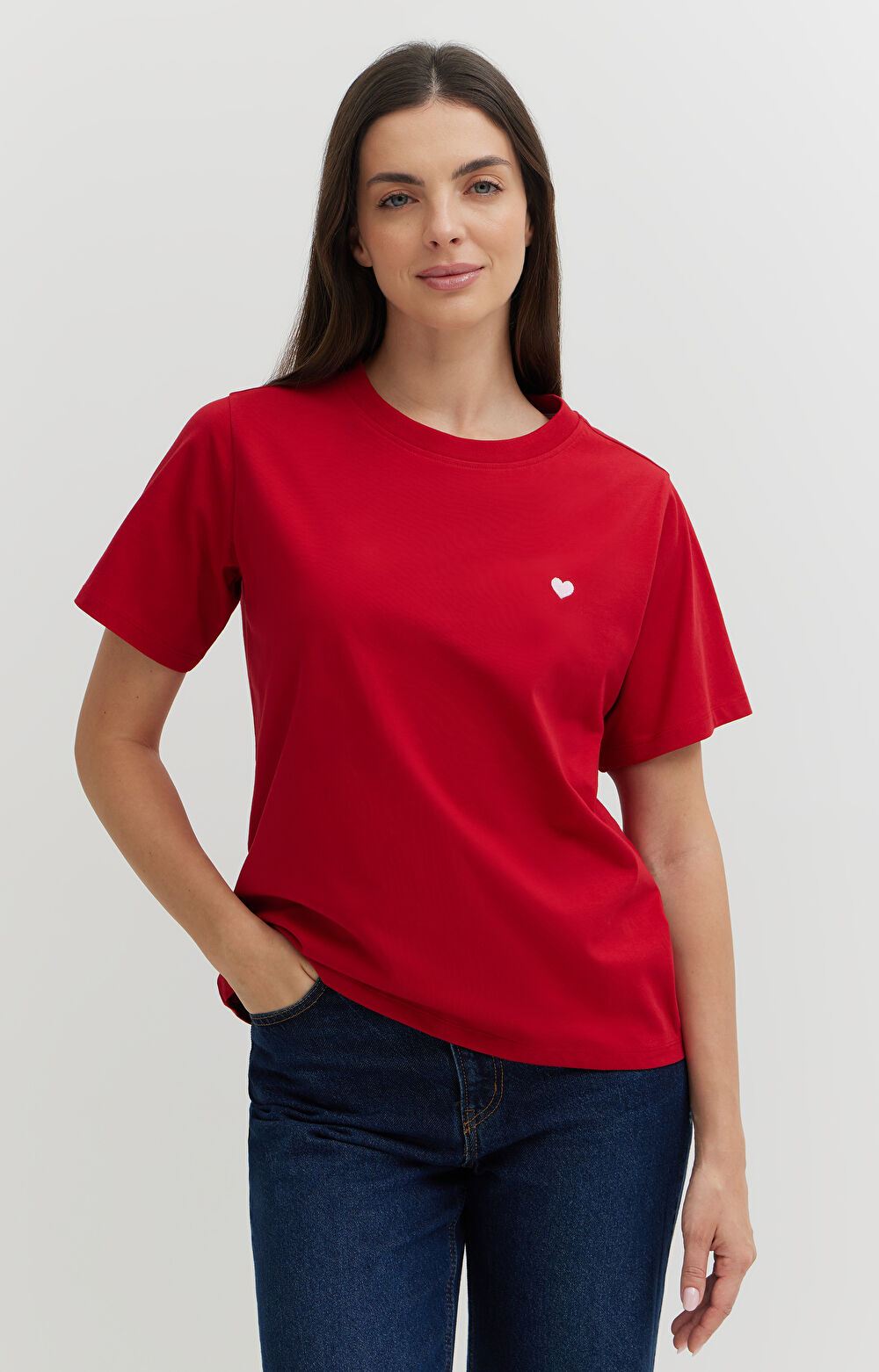 T-shirt z haftem z bawełny merceryzowanej - 3