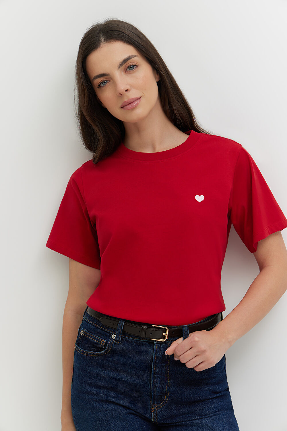 T-shirt z haftem z bawełny merceryzowanej - 5