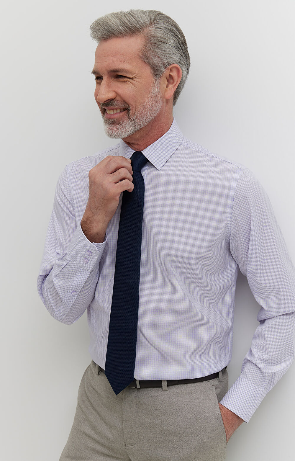 Koszula w kratę z dodatkiem jedwabiu - 2