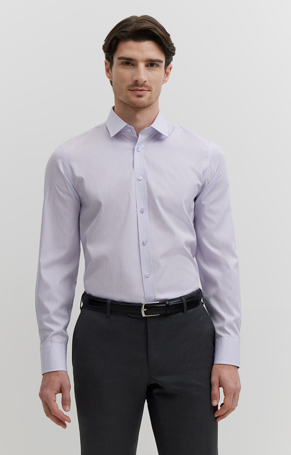 Koszula w kratę z dodatkiem jedwabiu - 4