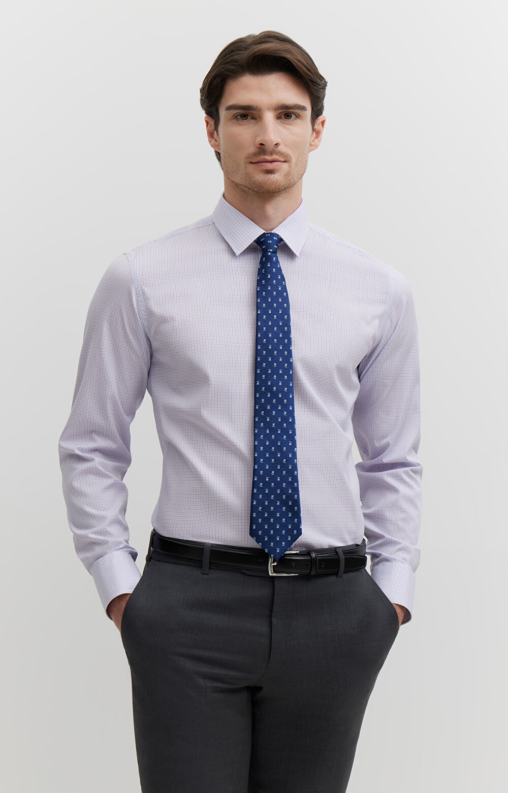 Koszula w kratę z dodatkiem jedwabiu - 2