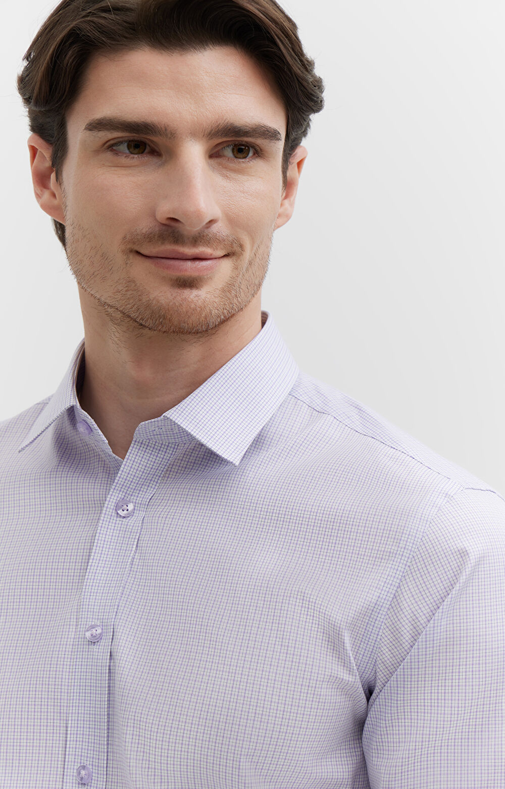 Koszula w kratę z dodatkiem jedwabiu - 6