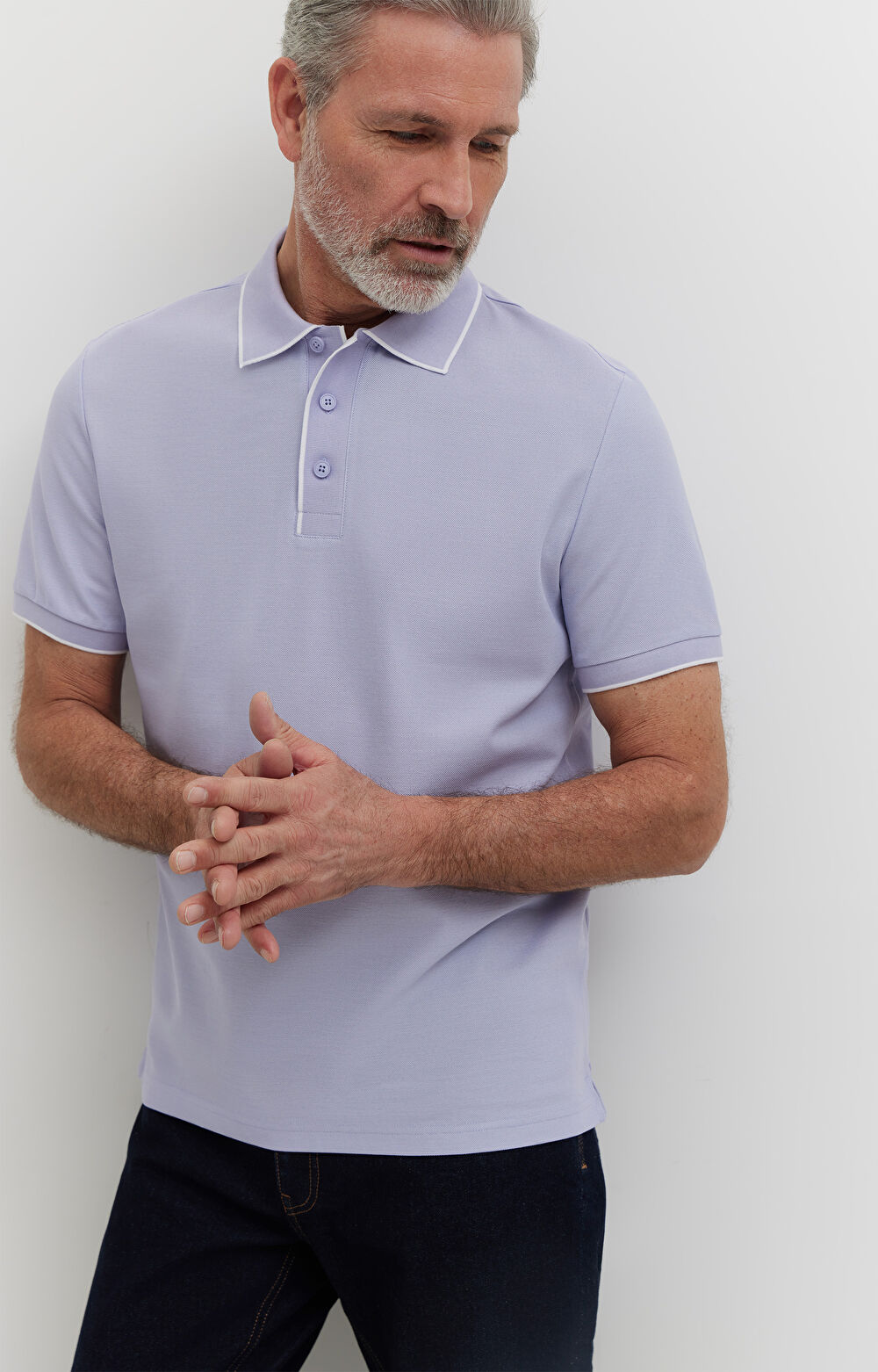 Polo z bawełny podwójnie merceryzowanej z kontrastem - 6