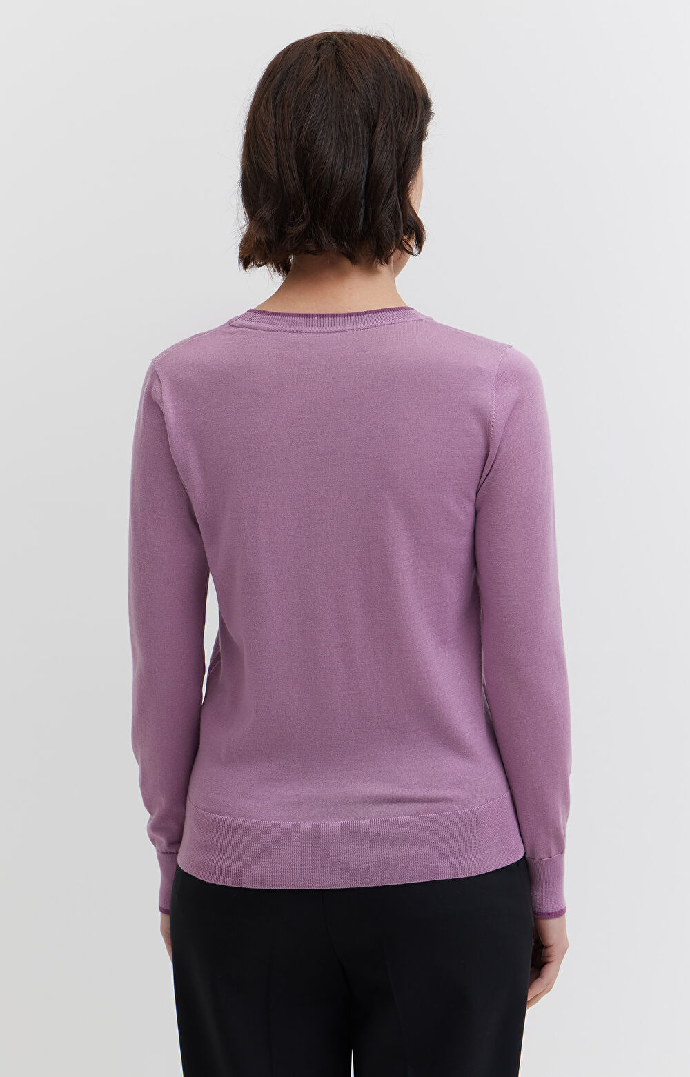 Sweter z kontrastem z wełny merino - 3