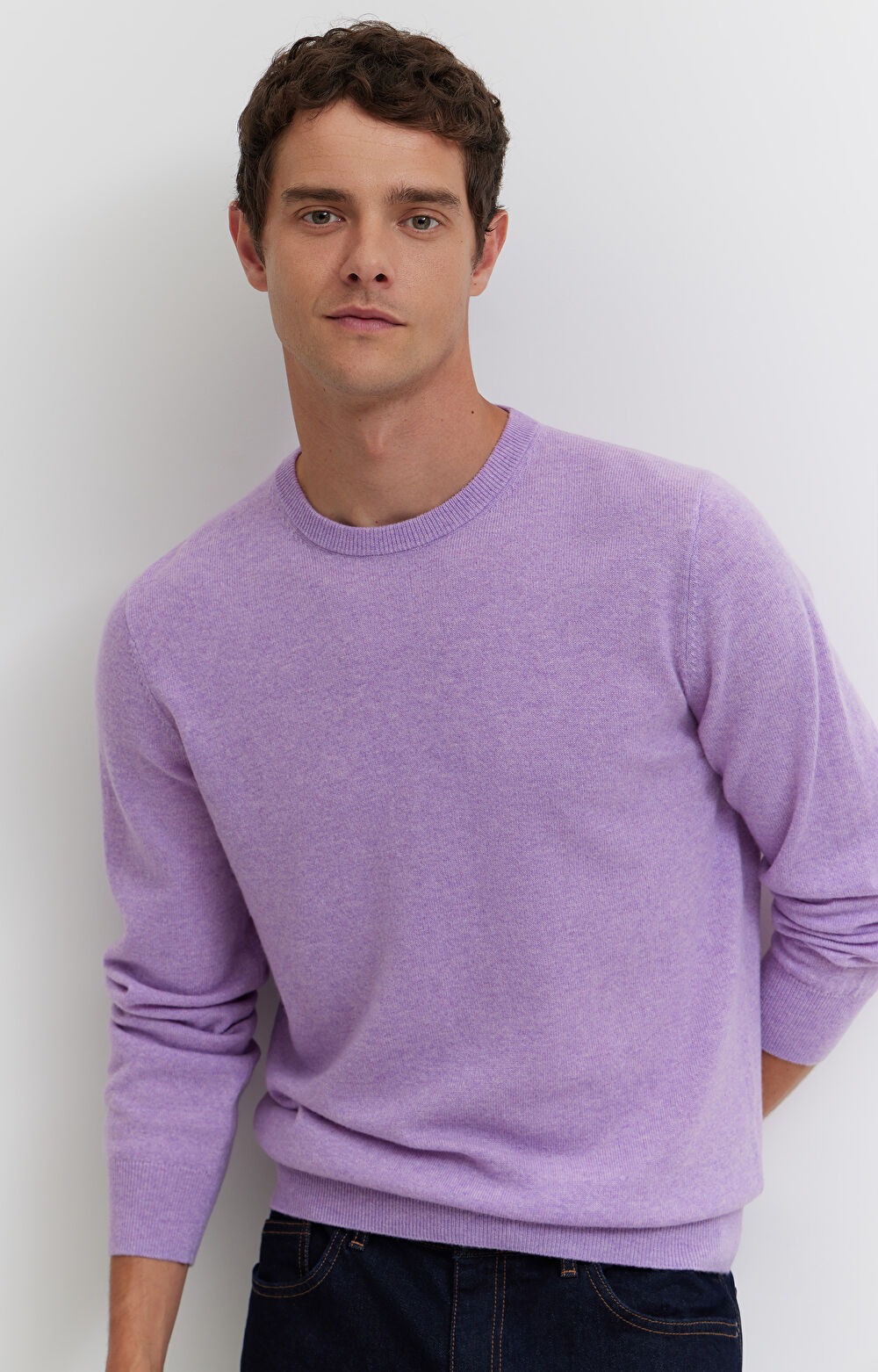 Sweter z melanżowej wełny merino - 7
