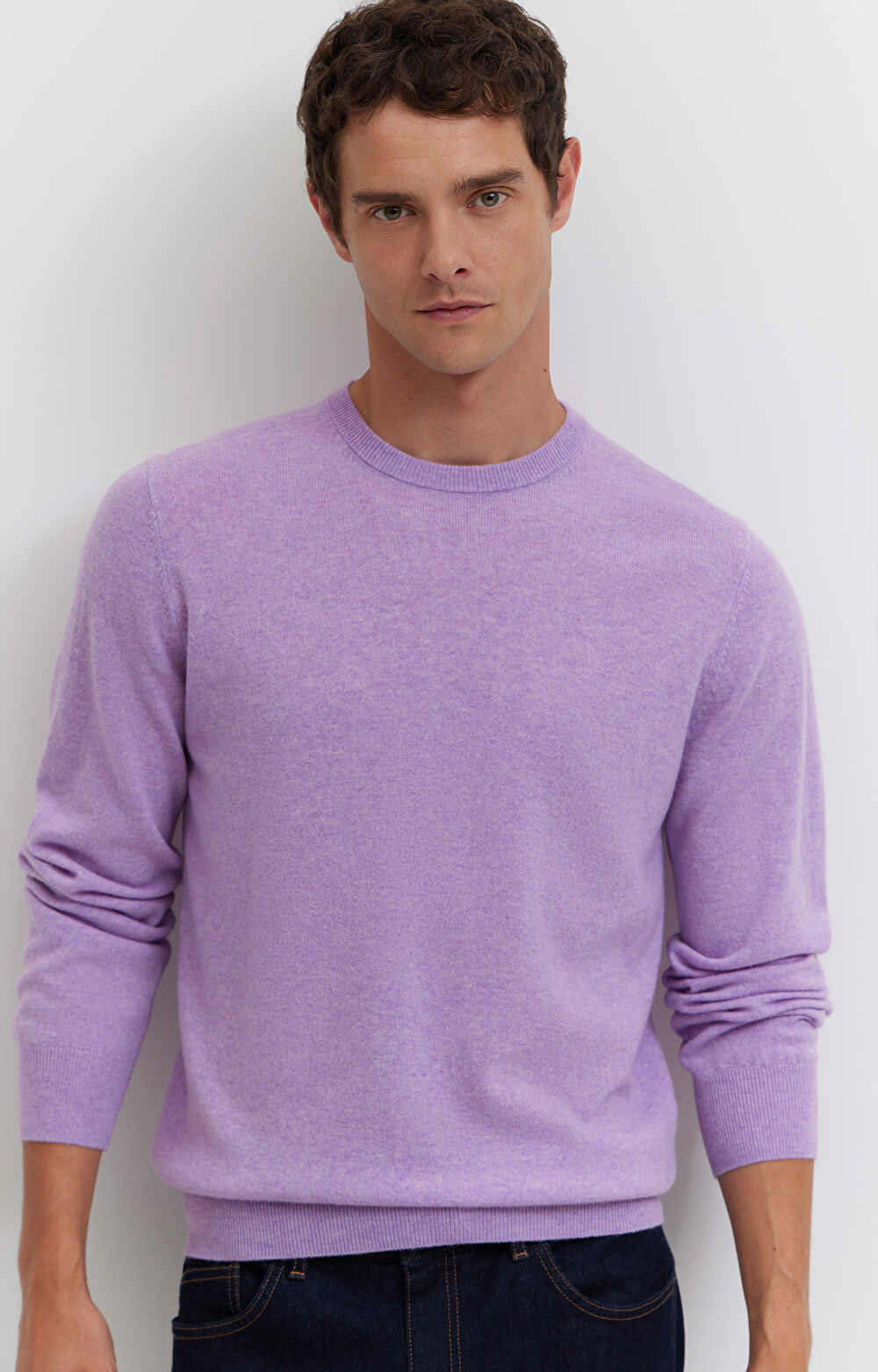 Sweter z melanżowej wełny merino - 8