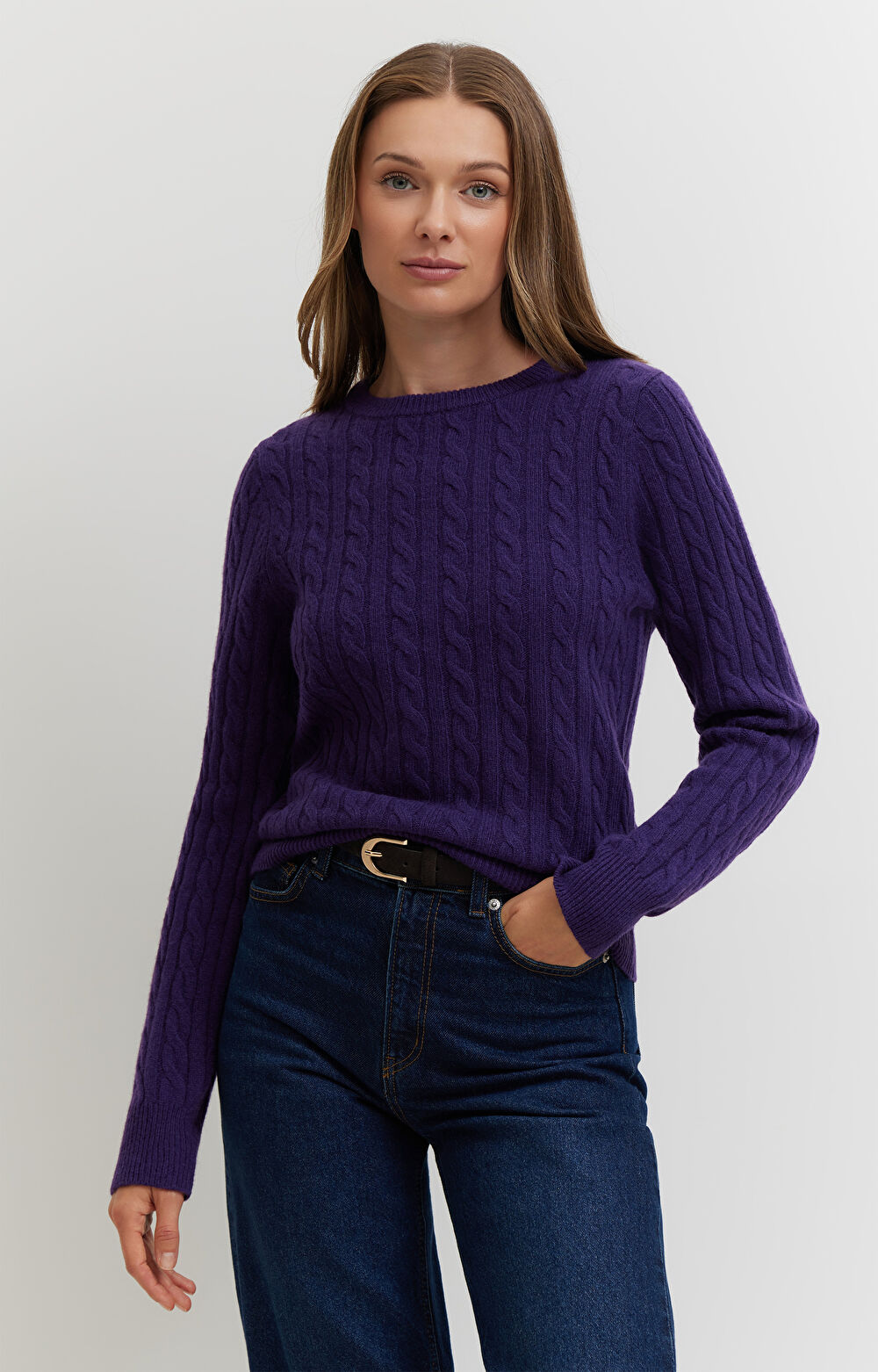 Sweter z wełny z warkoczowym splotem - 4