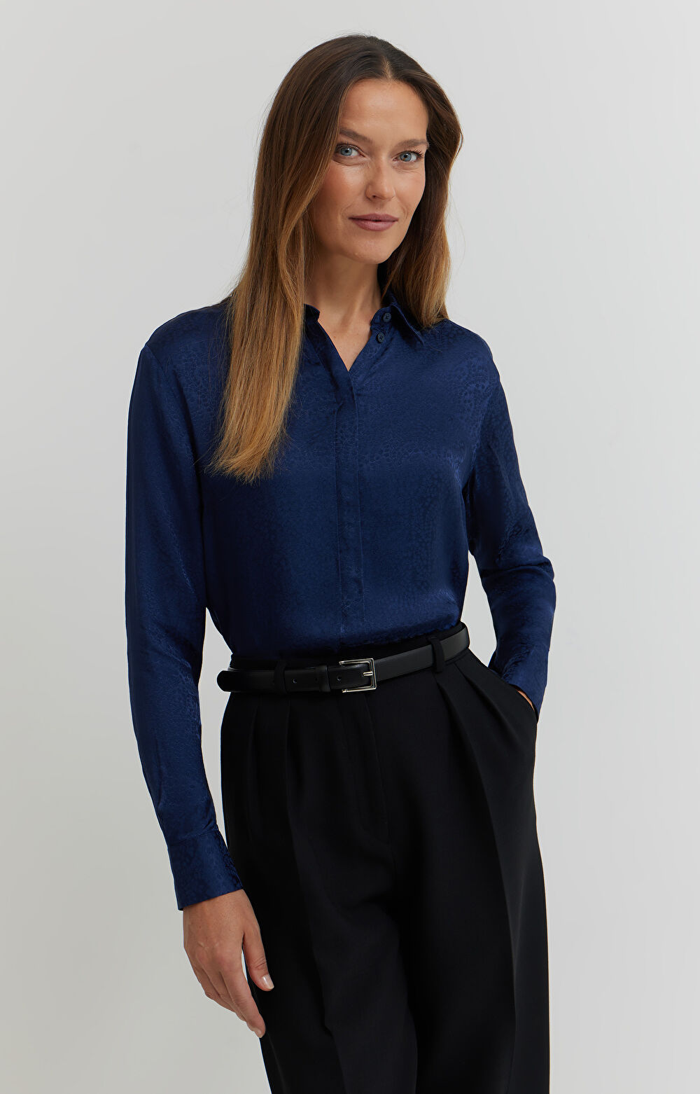 Koszula z żakardowej wiskozy - 7