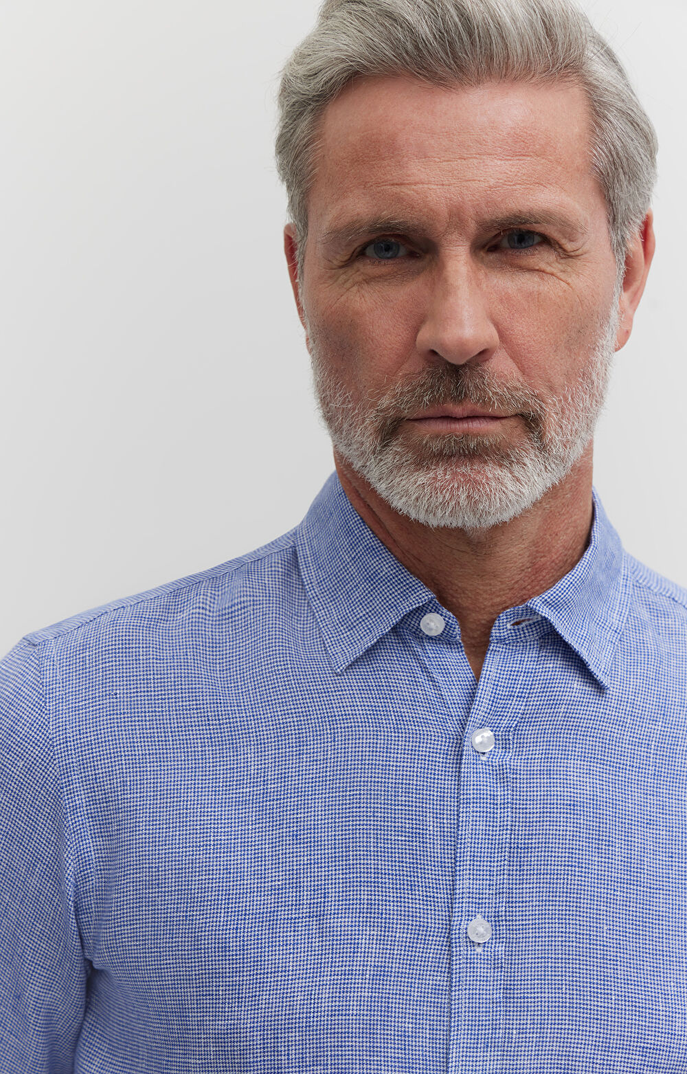 Lniana koszula w mikrowzór - 6