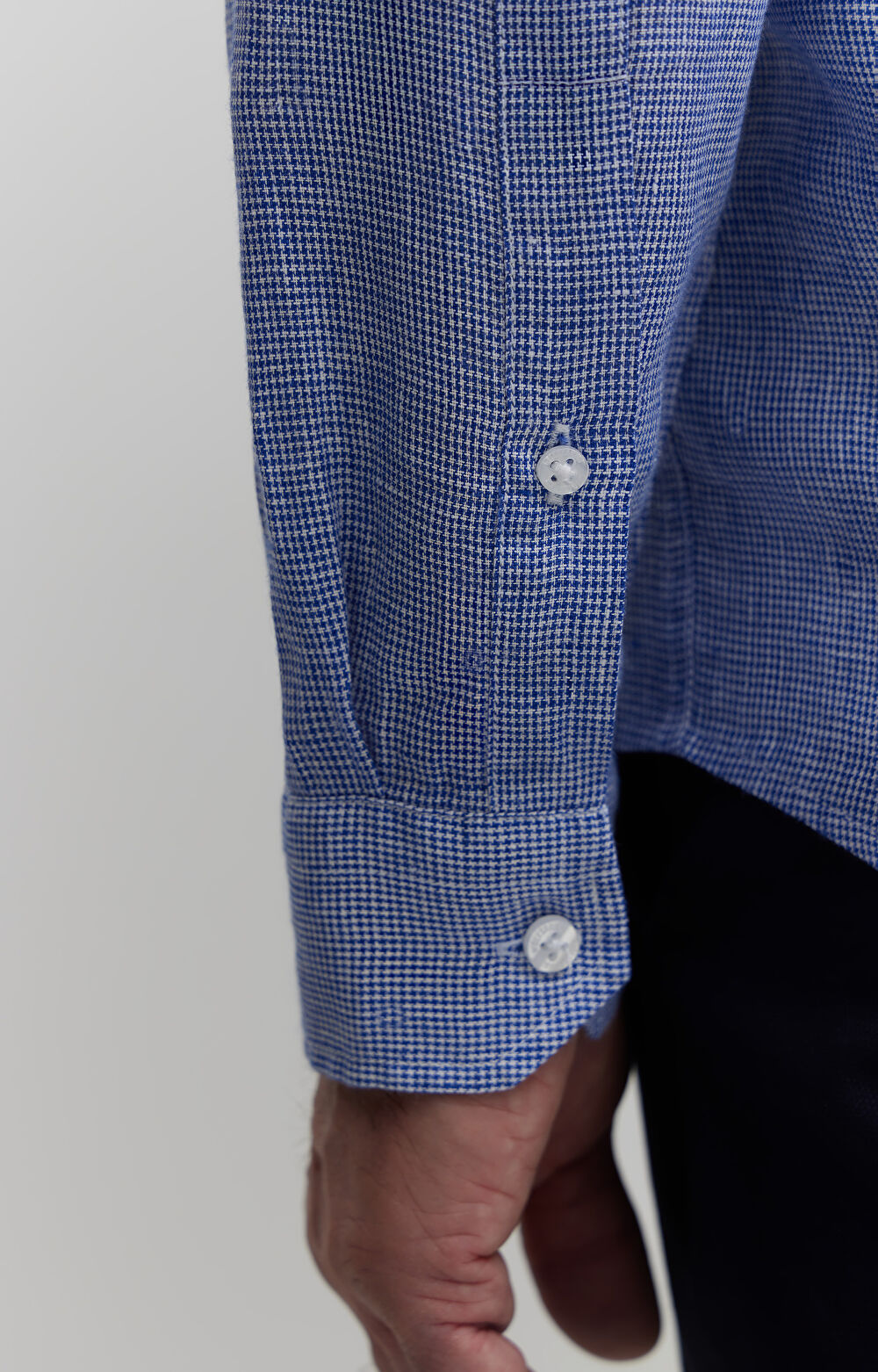 Lniana koszula w mikrowzór - 5