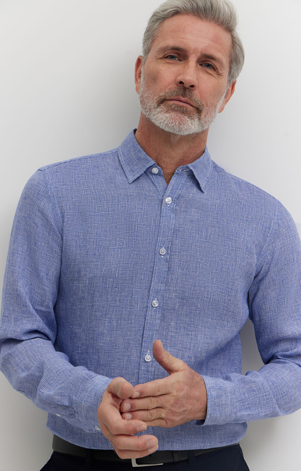 Lniana koszula w mikrowzór - 2