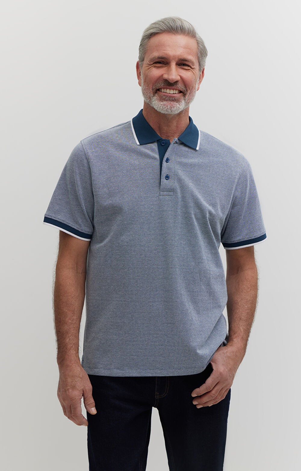 Polo z bawełny organicznej z kontrastem - 3