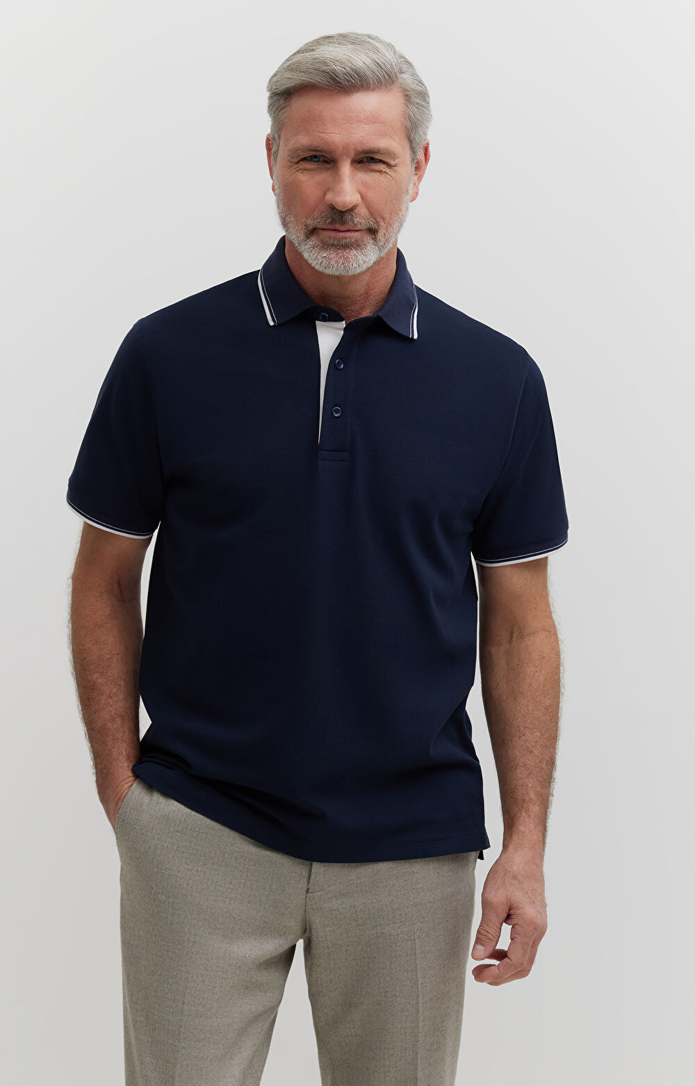 Polo z bawełny merceryzowanej z kontrastem