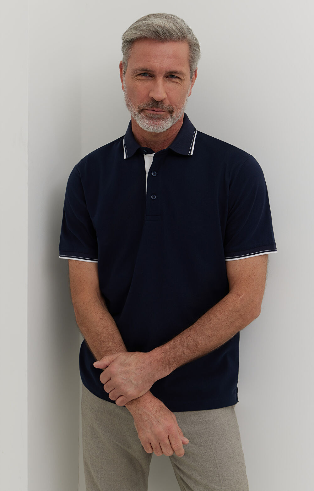 Polo z bawełny merceryzowanej z kontrastem - 3
