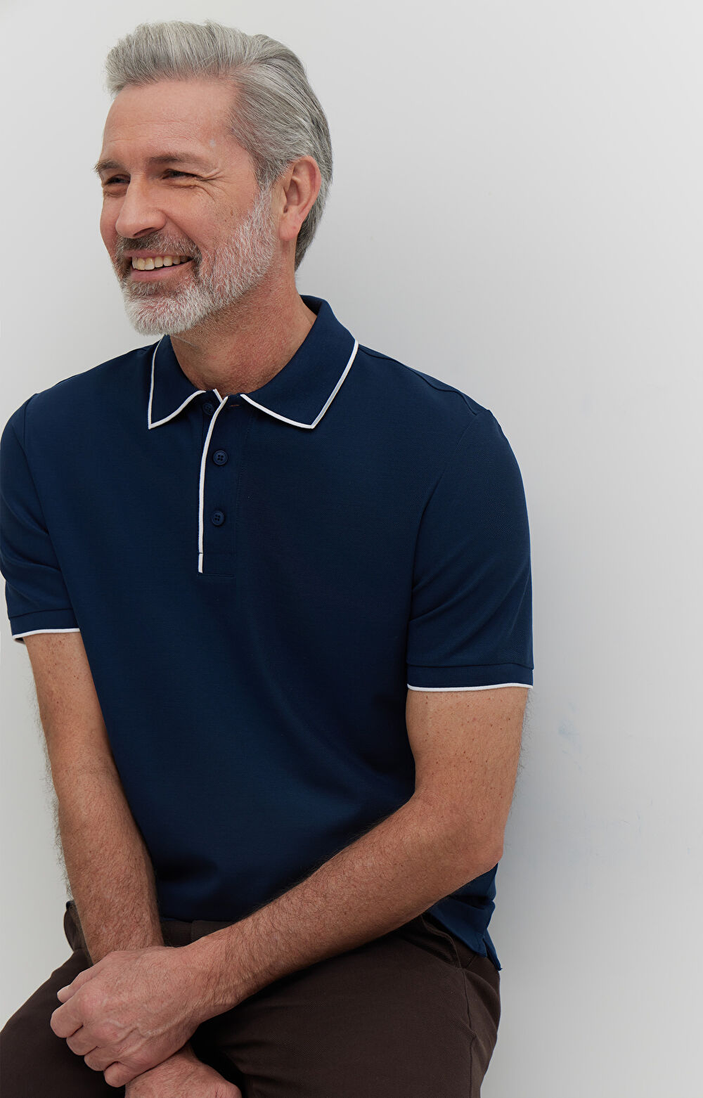 Polo z bawełny podwójnie merceryzowanej z kontrastem - 5