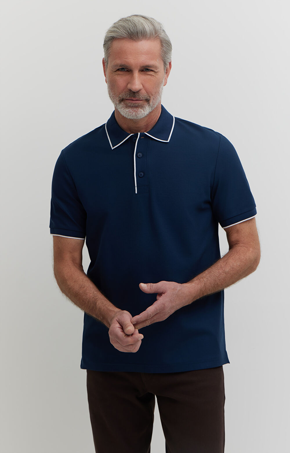 Polo z bawełny podwójnie merceryzowanej z kontrastem - 4