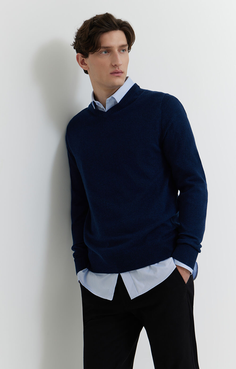 Sweter z melanżowej wełny merino - 7