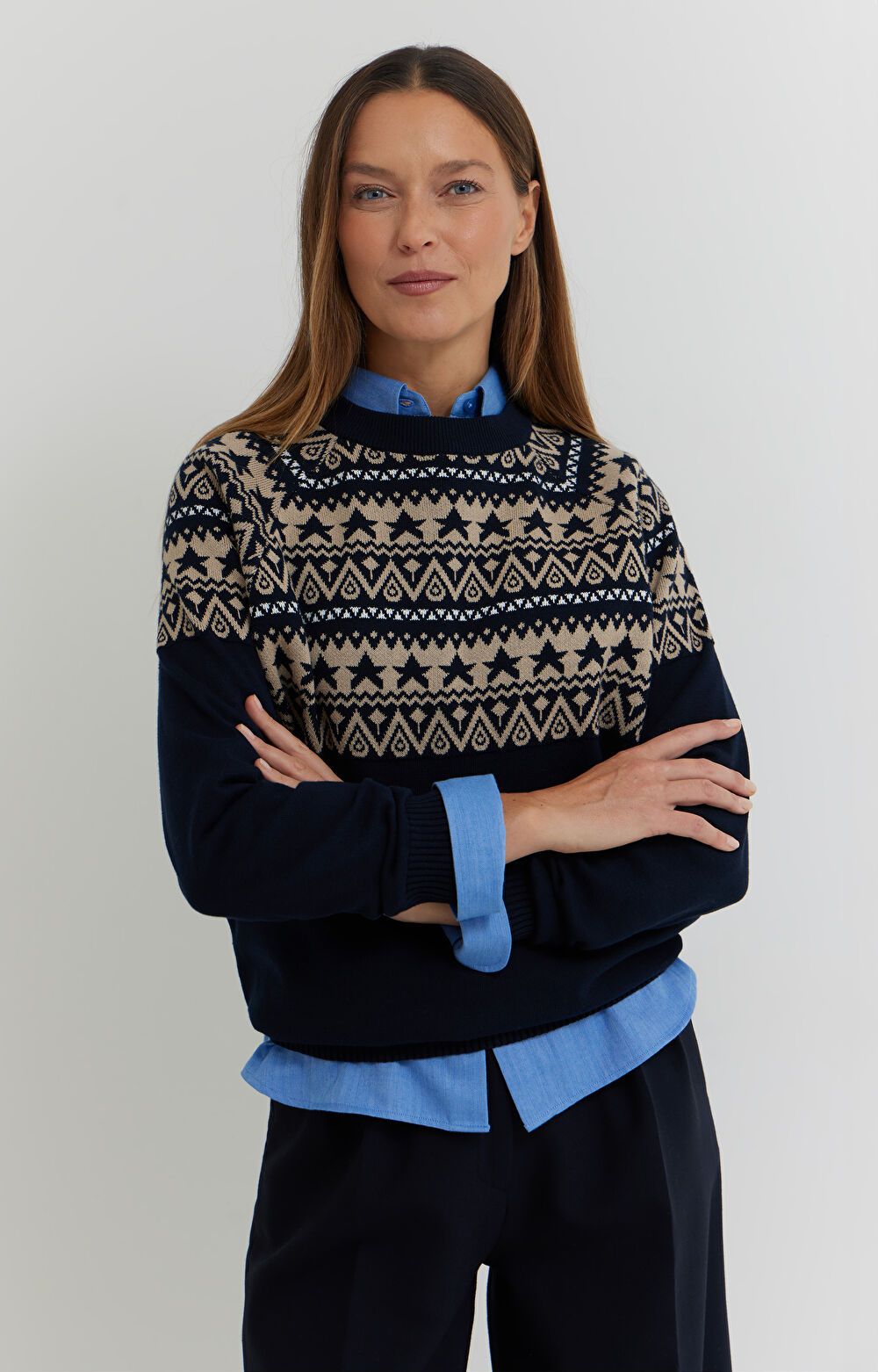 Sweter z bawełny z geometrycznym nadrukiem - 6