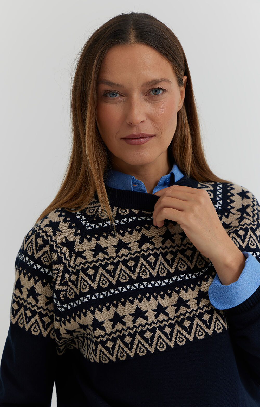 Sweter z bawełny z geometrycznym nadrukiem - 4