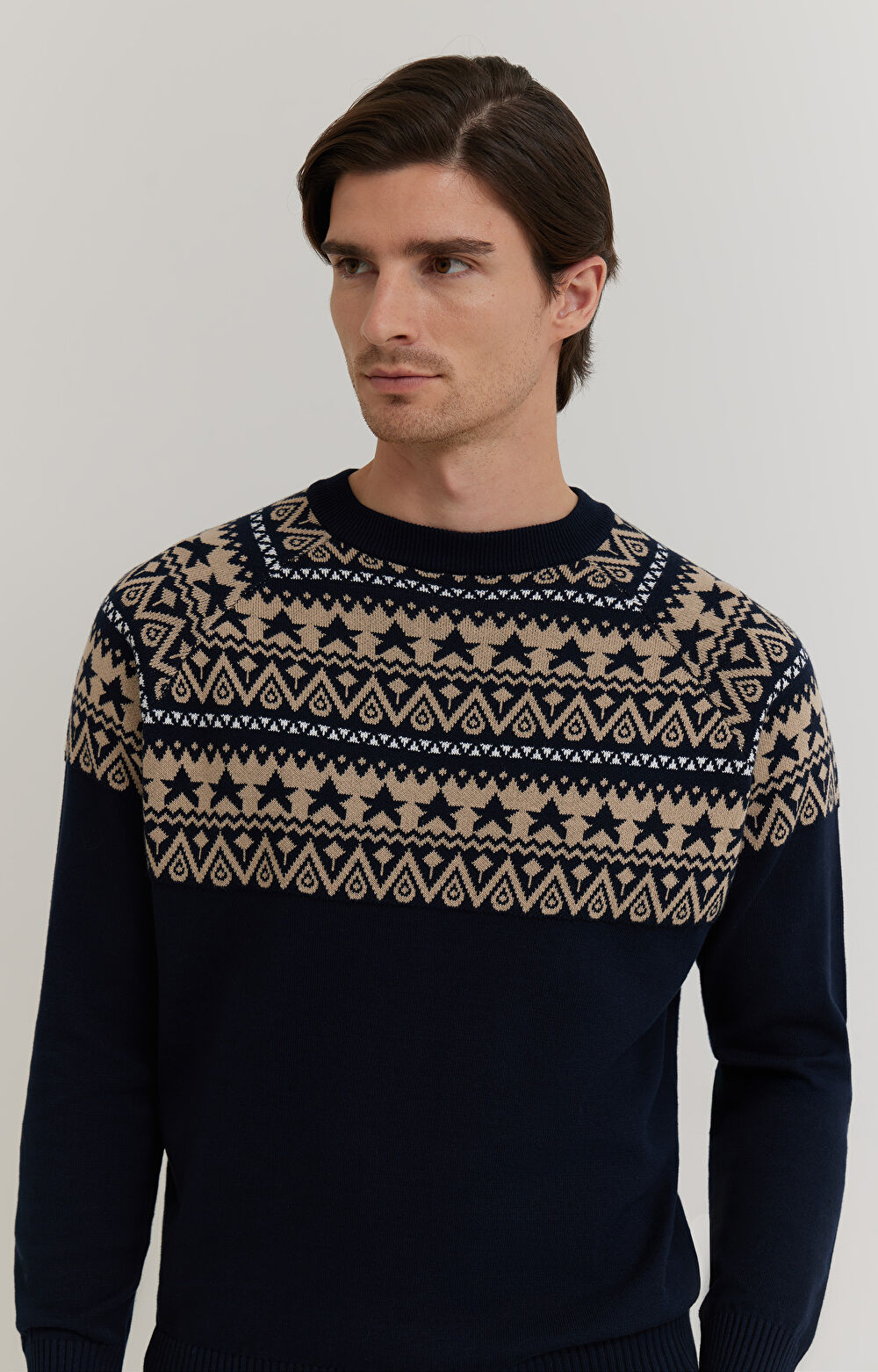 Sweter z bawełny z geometrycznym nadrukiem - 10