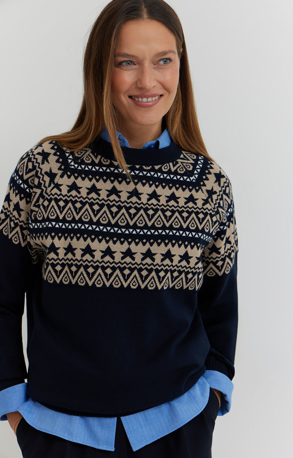 Sweter z bawełny z geometrycznym nadrukiem - 2