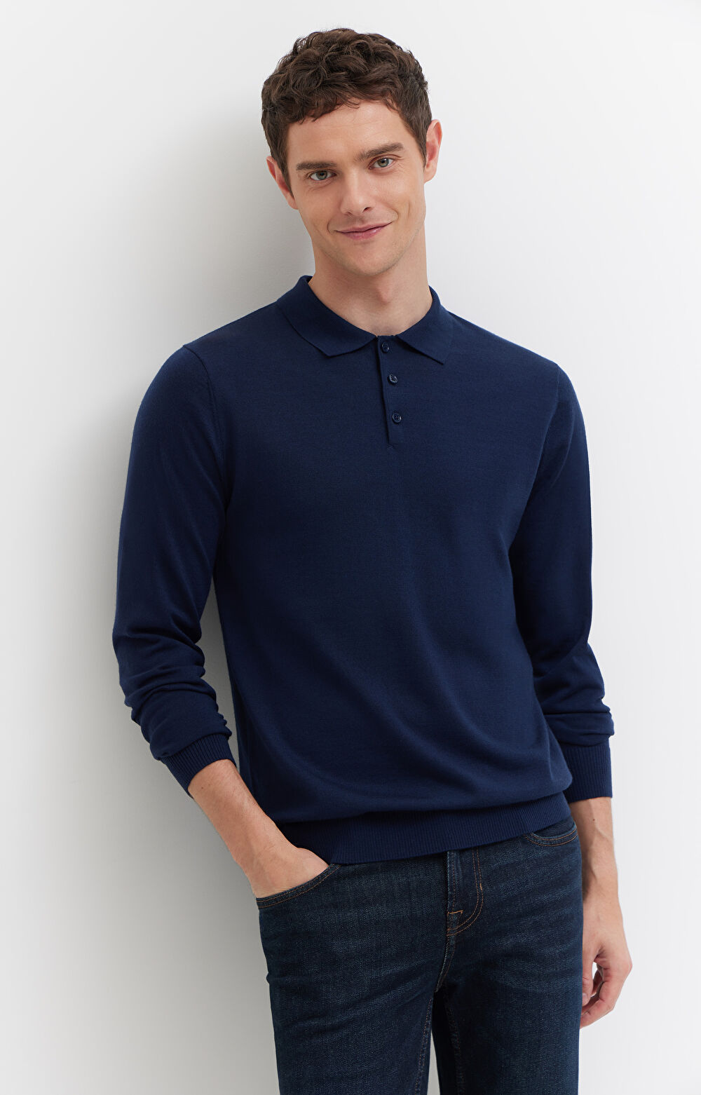 Sweter z kołnierzem polo - 8