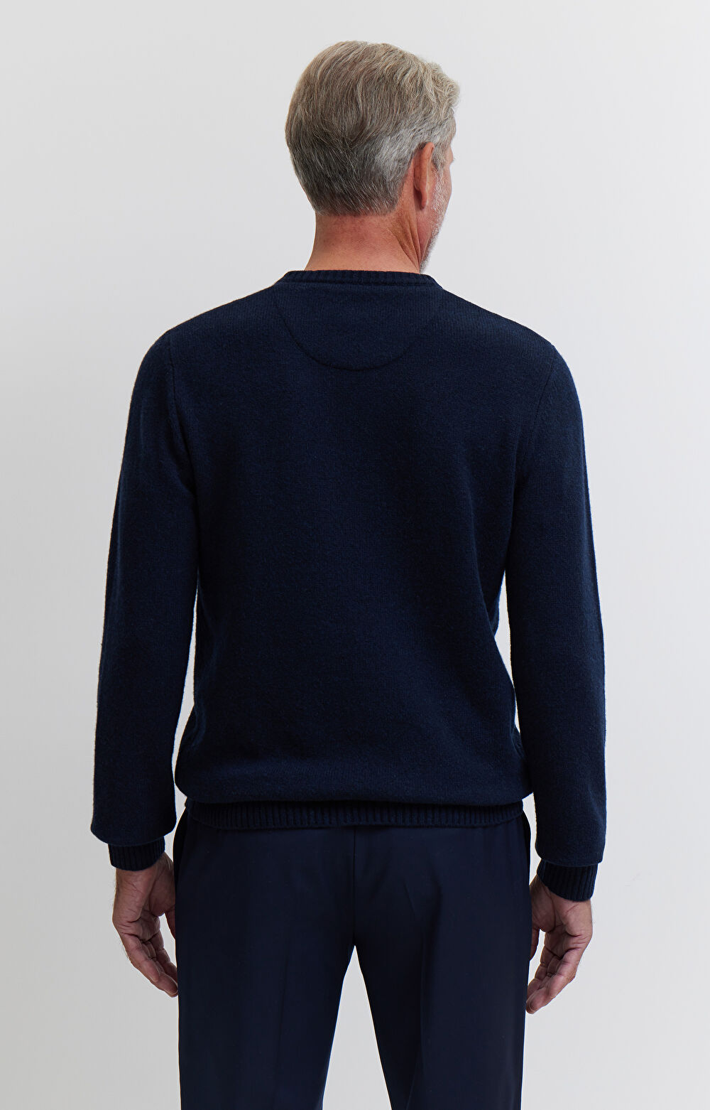 Melanżowy sweter v-neck z wełny - 3
