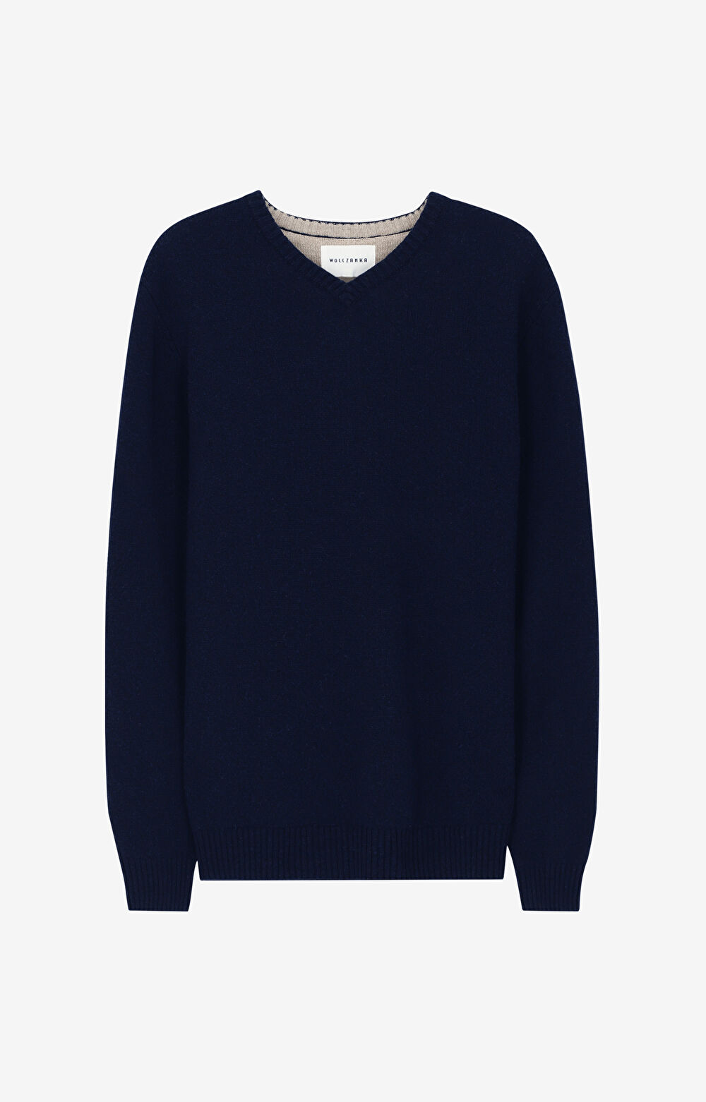 Melanżowy sweter v-neck z wełny - 2