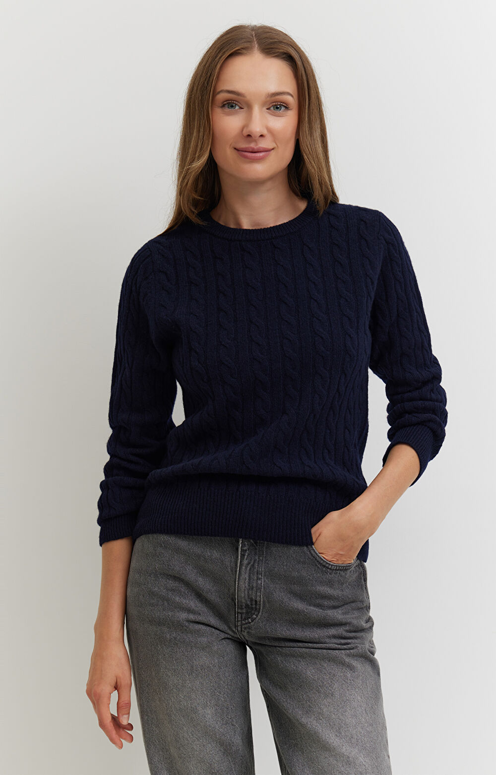Sweter z wełny z warkoczowym splotem - 7