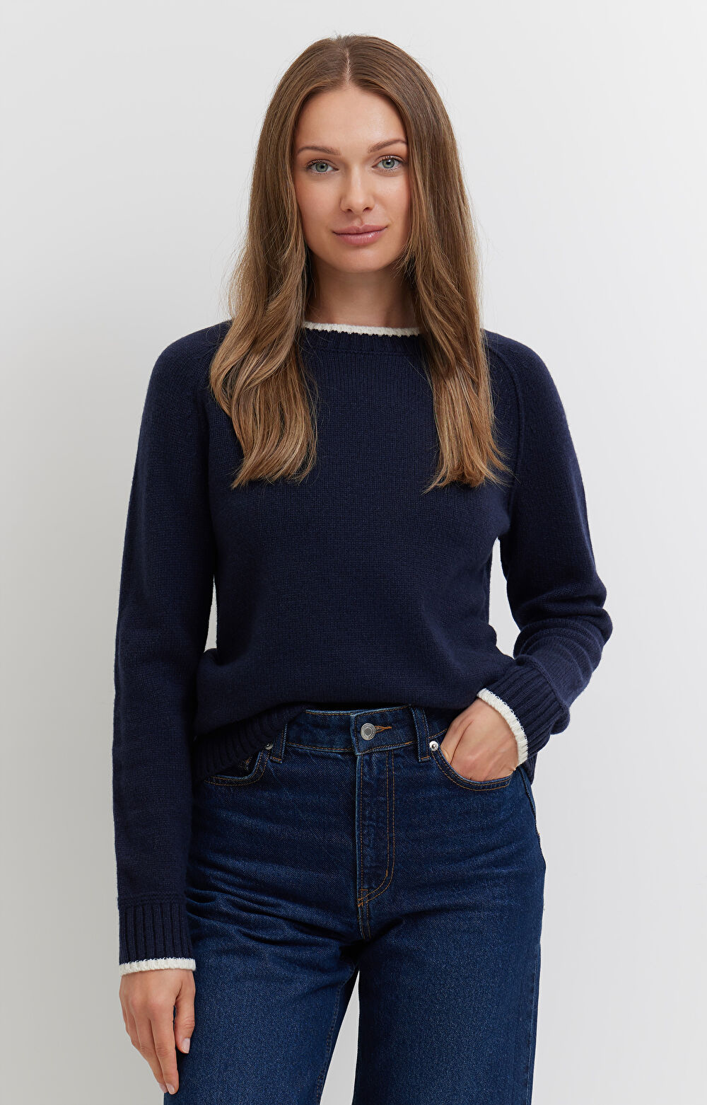 Melanżowy sweter z wełny